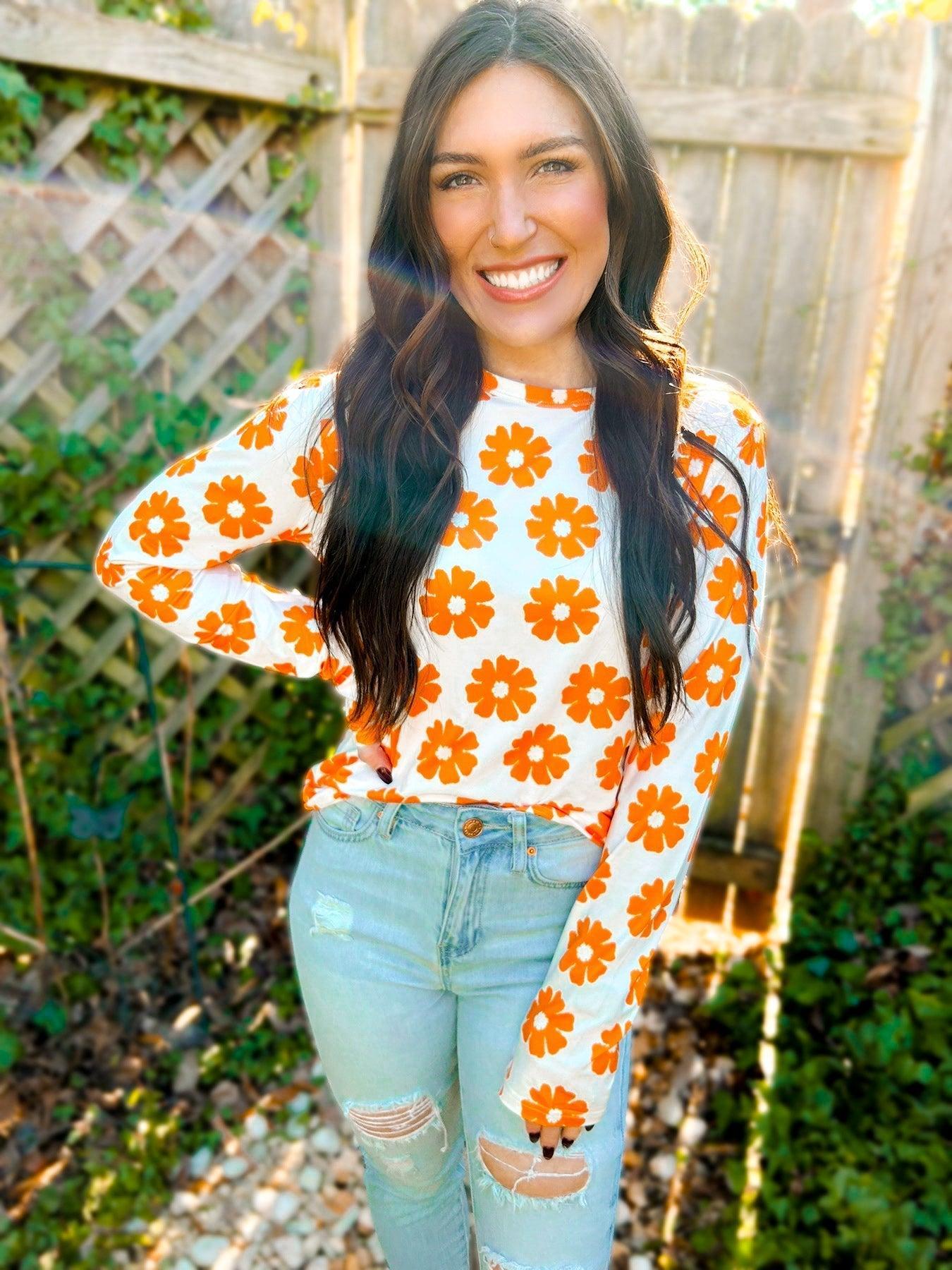 Delia Daisy Print Long Sleeve Top Product Image