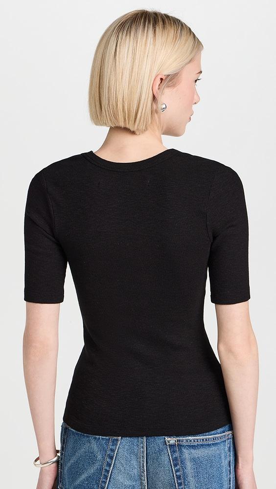 Enza Costa Textured Rib Half Sleeve Scoop Neck Tee | Shopbop Product Image