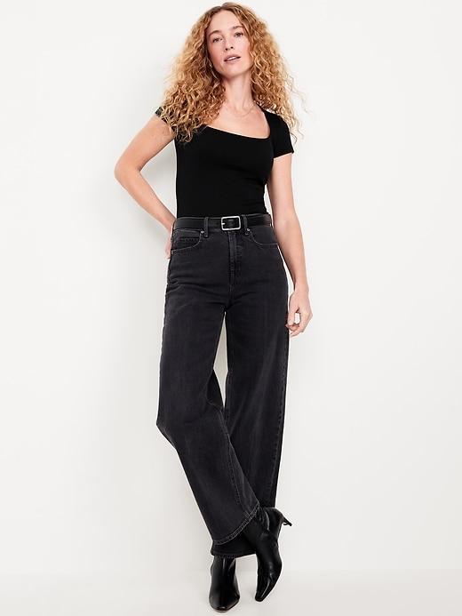 Ribbed Square-Neck T-Shirt Product Image
