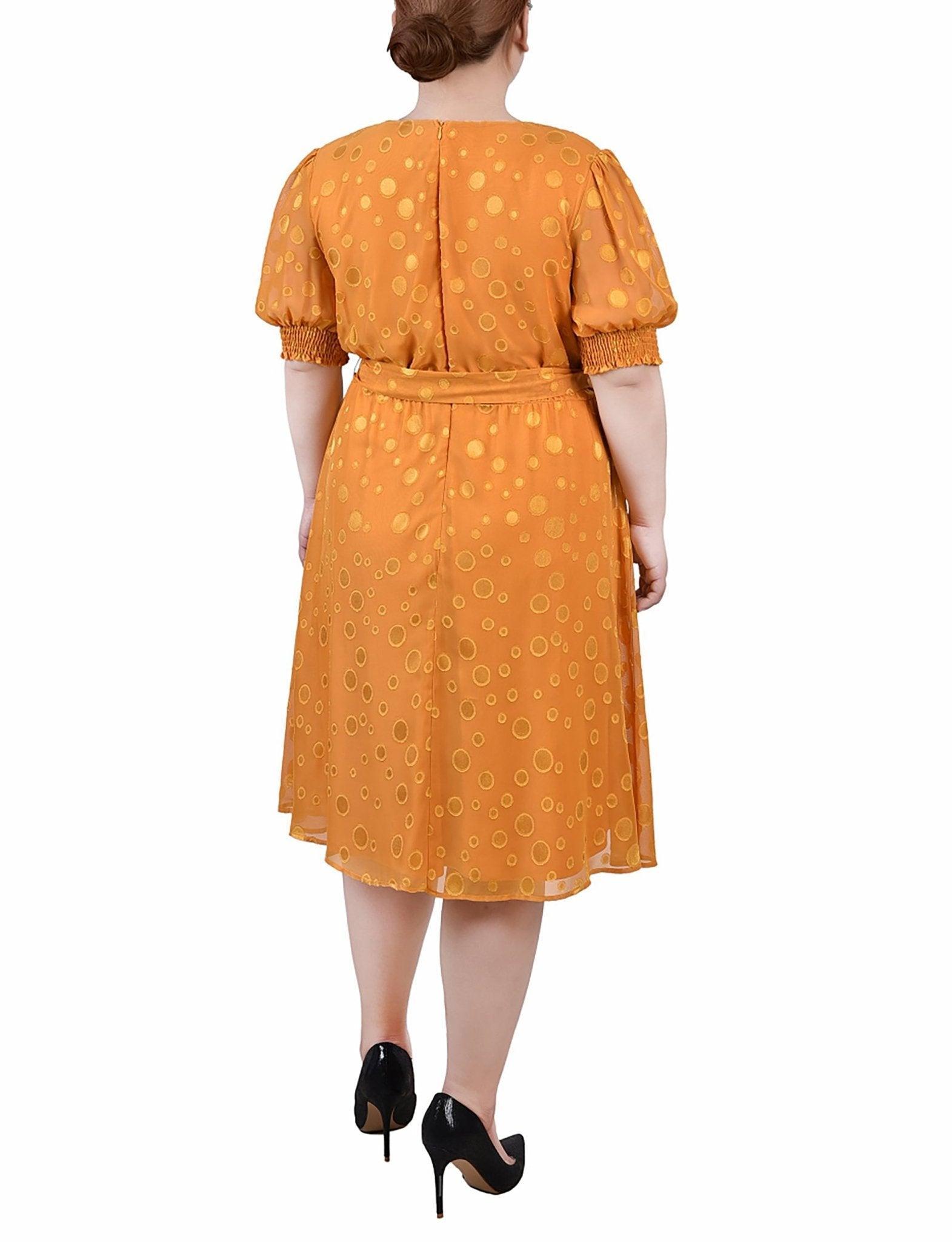 Inca Gold Elbow Sleeve Swiss Dot Dress - Plus Product Image