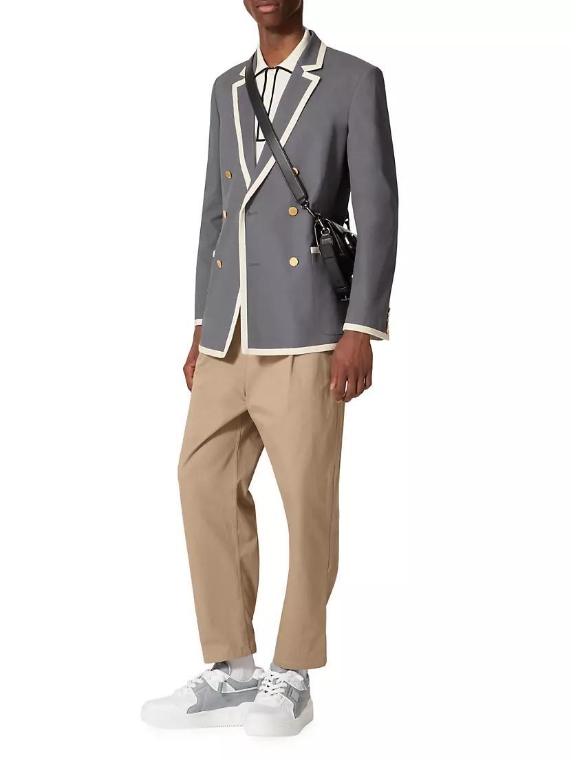 Double-Breasted Jacket in Stretch Cotton Canvas Product Image