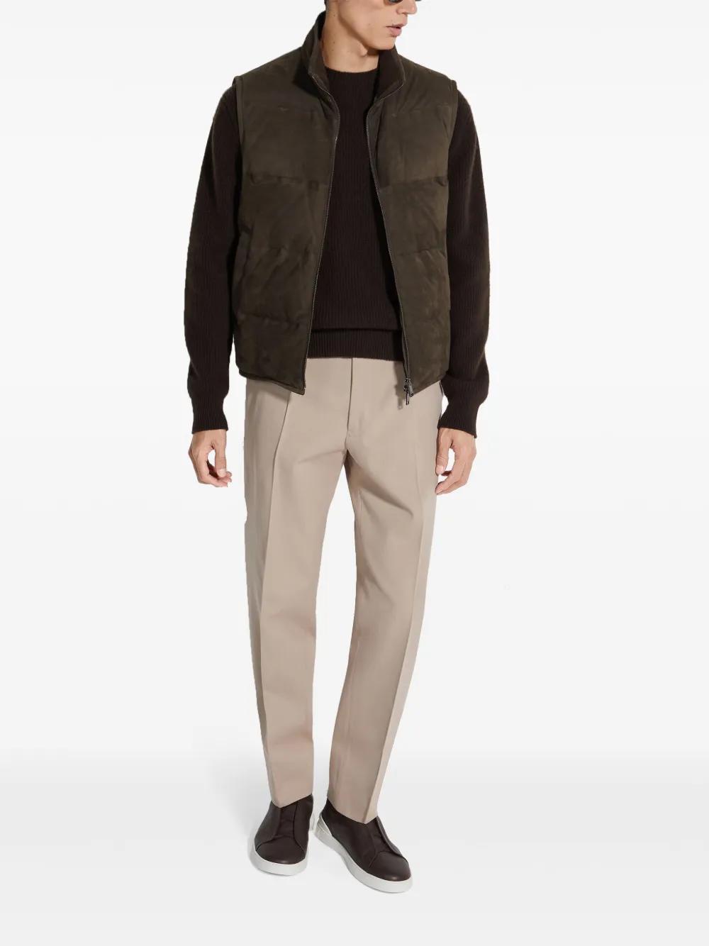 ZEGNA Padded Suede Gilet In Dark Brown Product Image