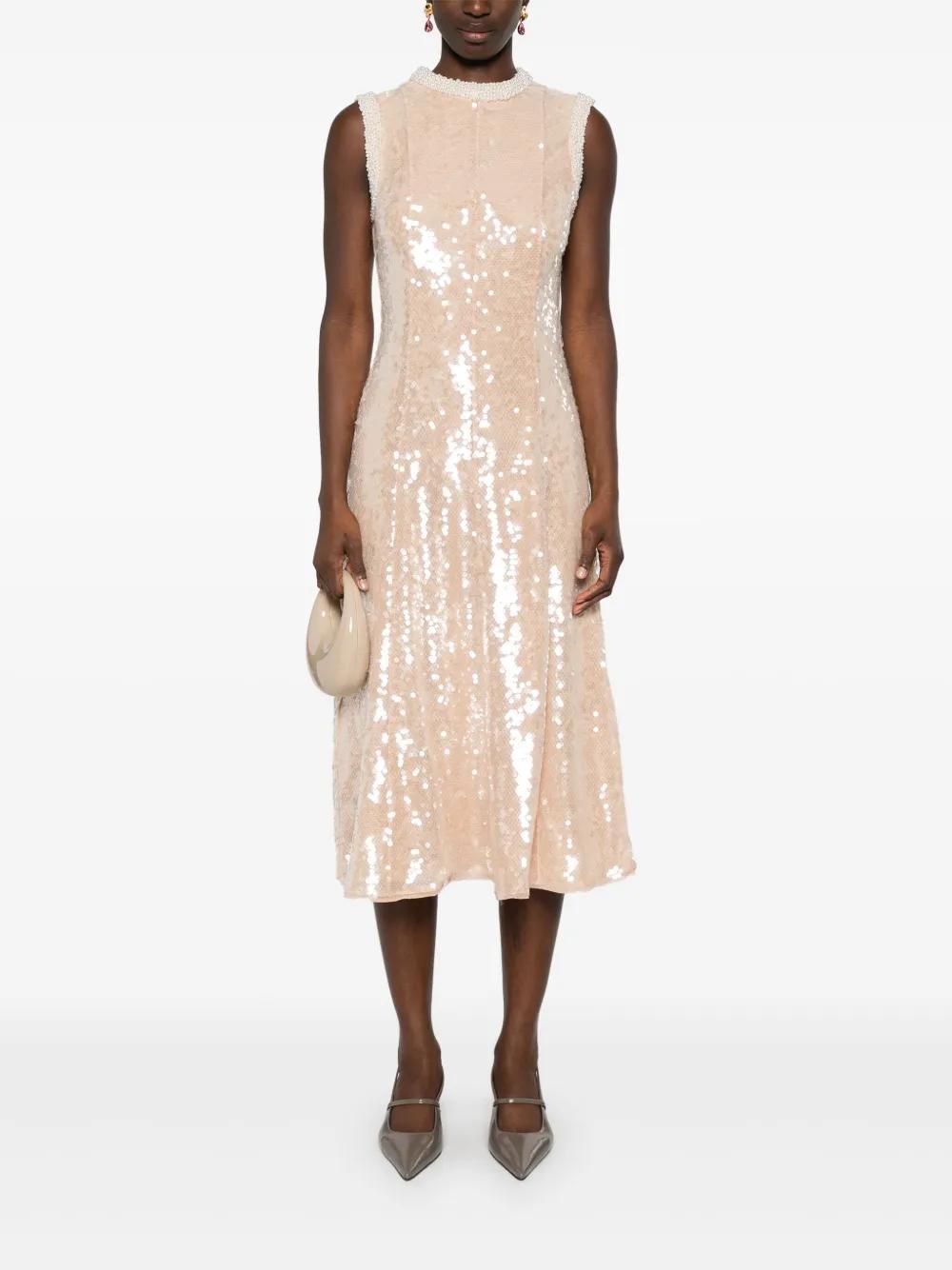 sequin pearl-trim midi dress Product Image