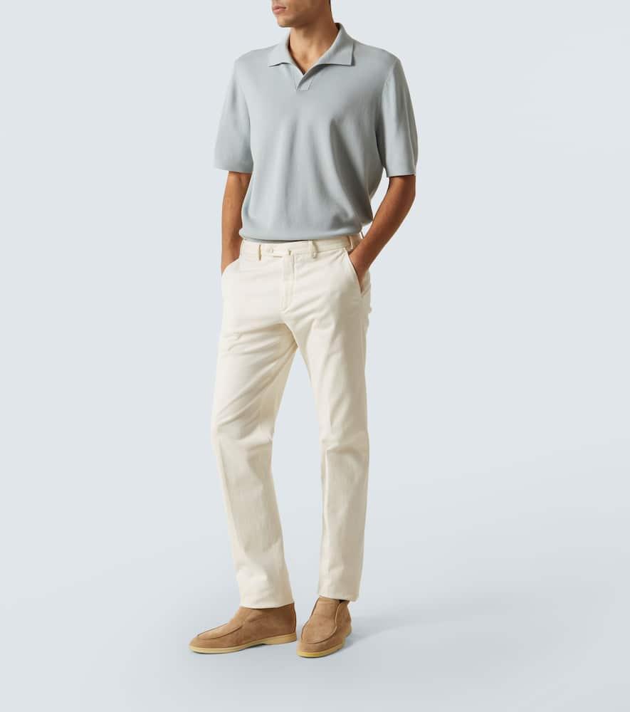 LORO PIANA Empire Virgin Wool Polo Sweater In Gray Product Image