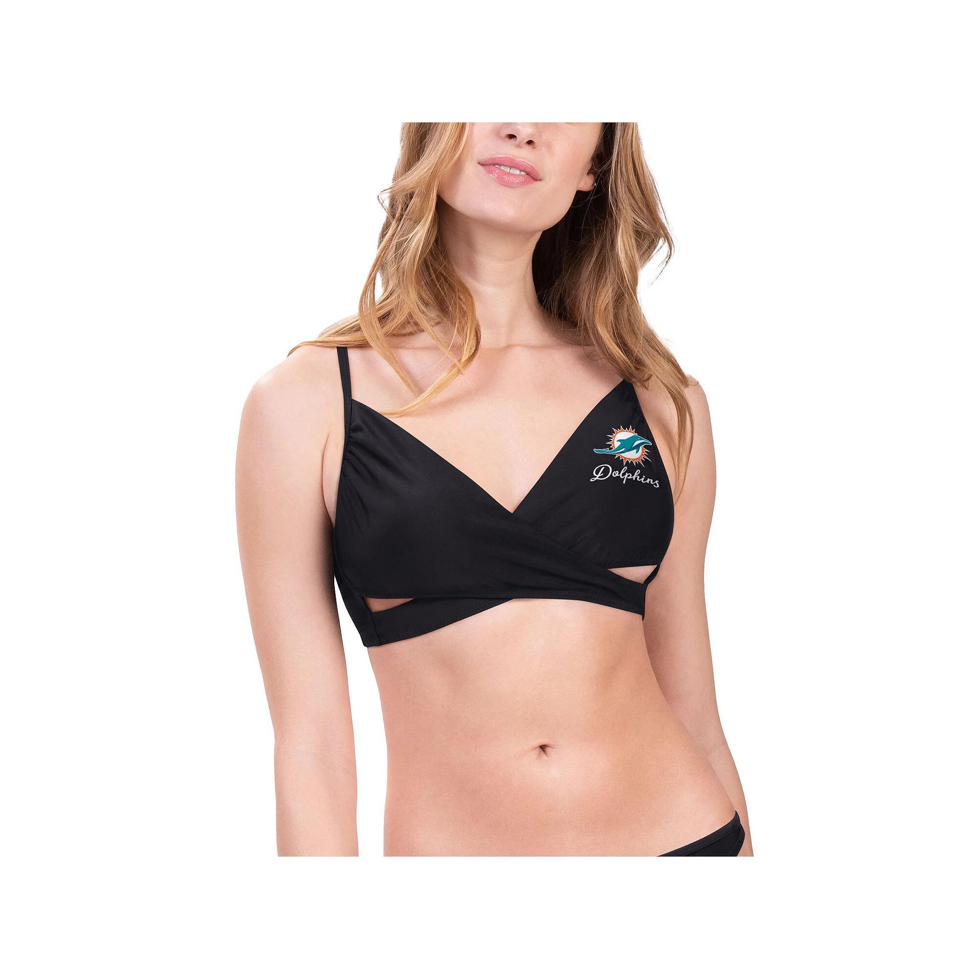 Women's G-III 4Her by Carl Banks Black Cincinnati Bengals Hall of Fame Bikini Top, Size: Large Product Image