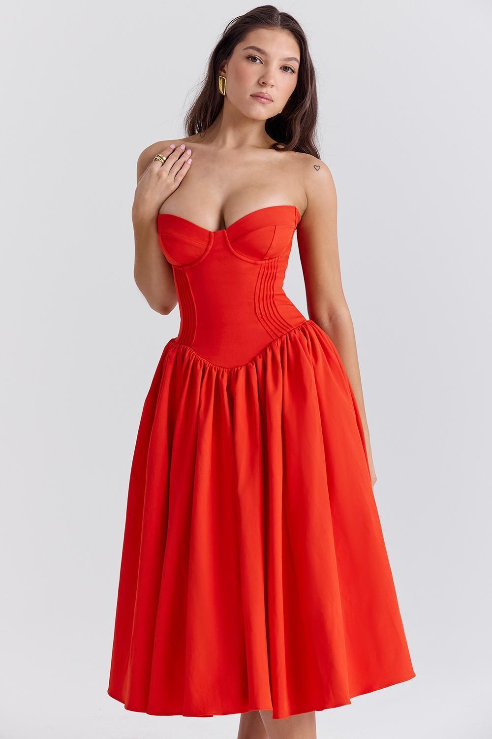 Mademoiselle Italian Rose Print Tulle Midi Dress Product Image