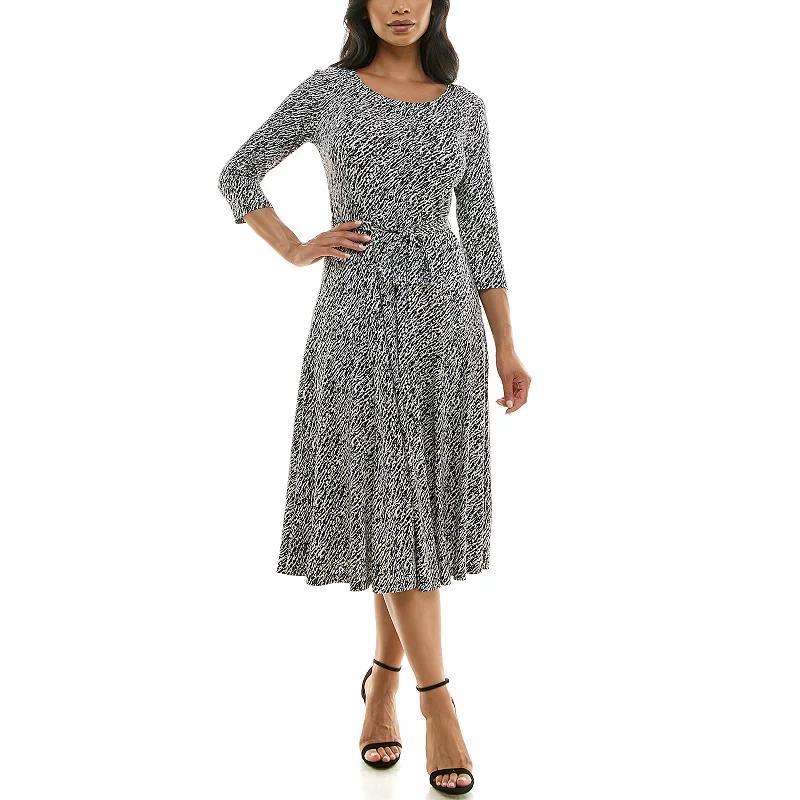Women's Nina Leonard Sylvia Midi Dress with Belt, Size: Medium, Black Wine Product Image
