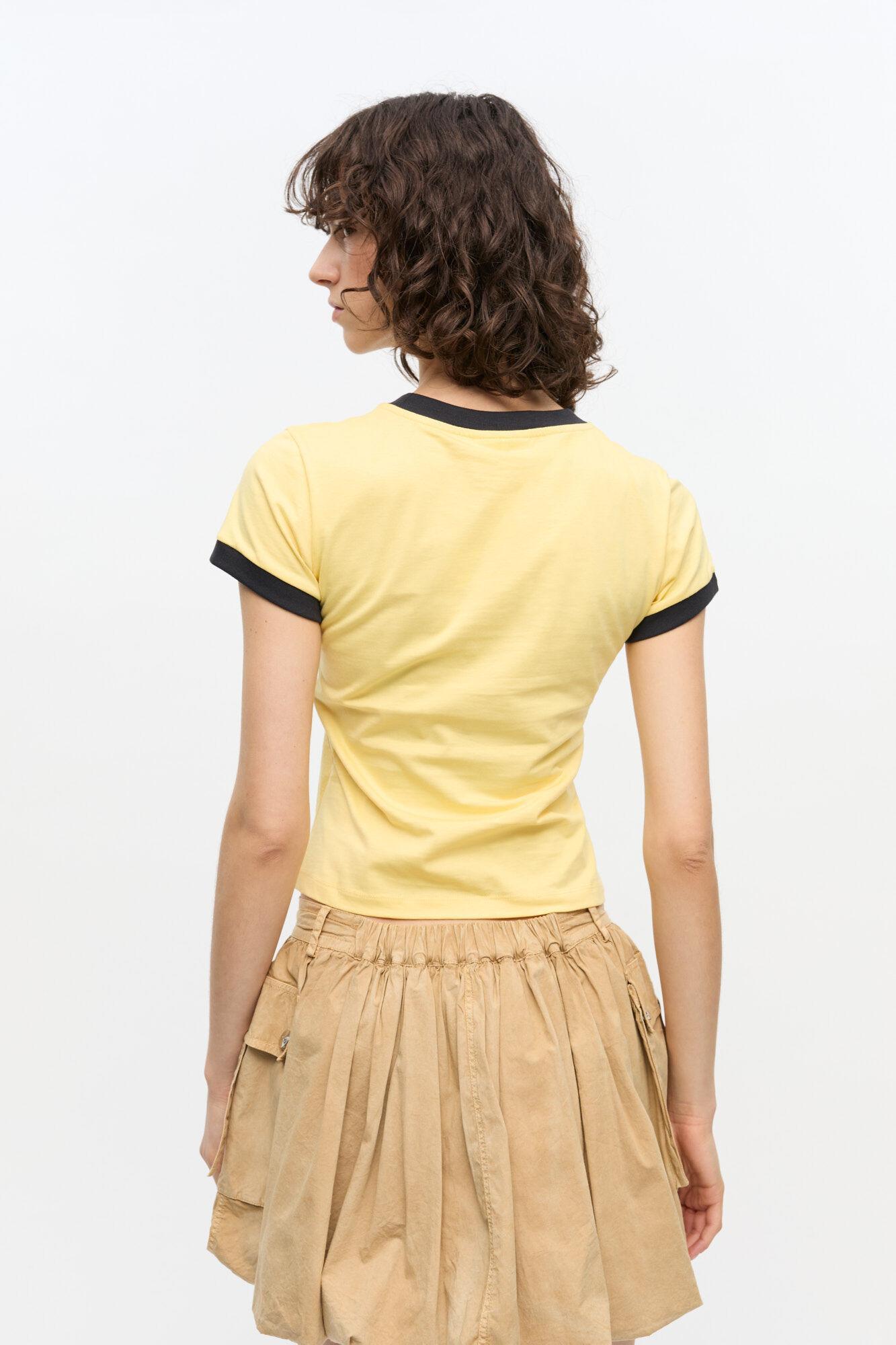 Yellow Basic Jersey Leopard T-shirt Product Image