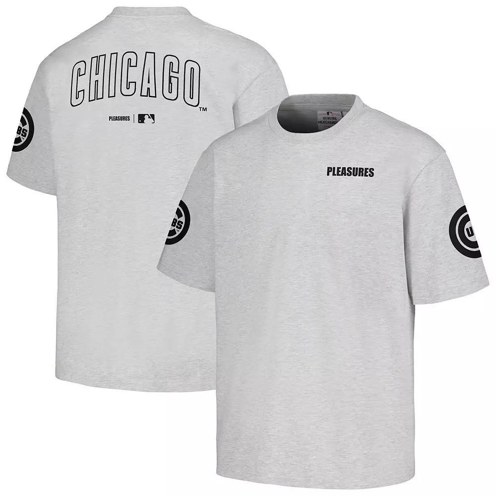 Men's PLEASURES  Gray Chicago Cubs Team T-Shirt, Size: Small, Grey Product Image