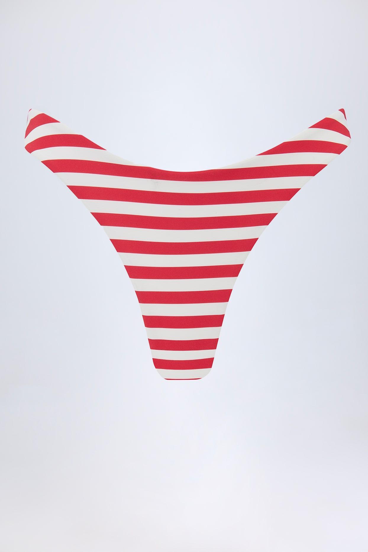 Cheeky Bikini Bottoms in Cherry Red Stripe Product Image
