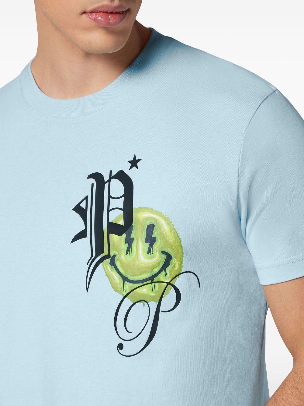 PHILIPP PLEIN Smile Cotton-jersey T-shirt In Blue Product Image