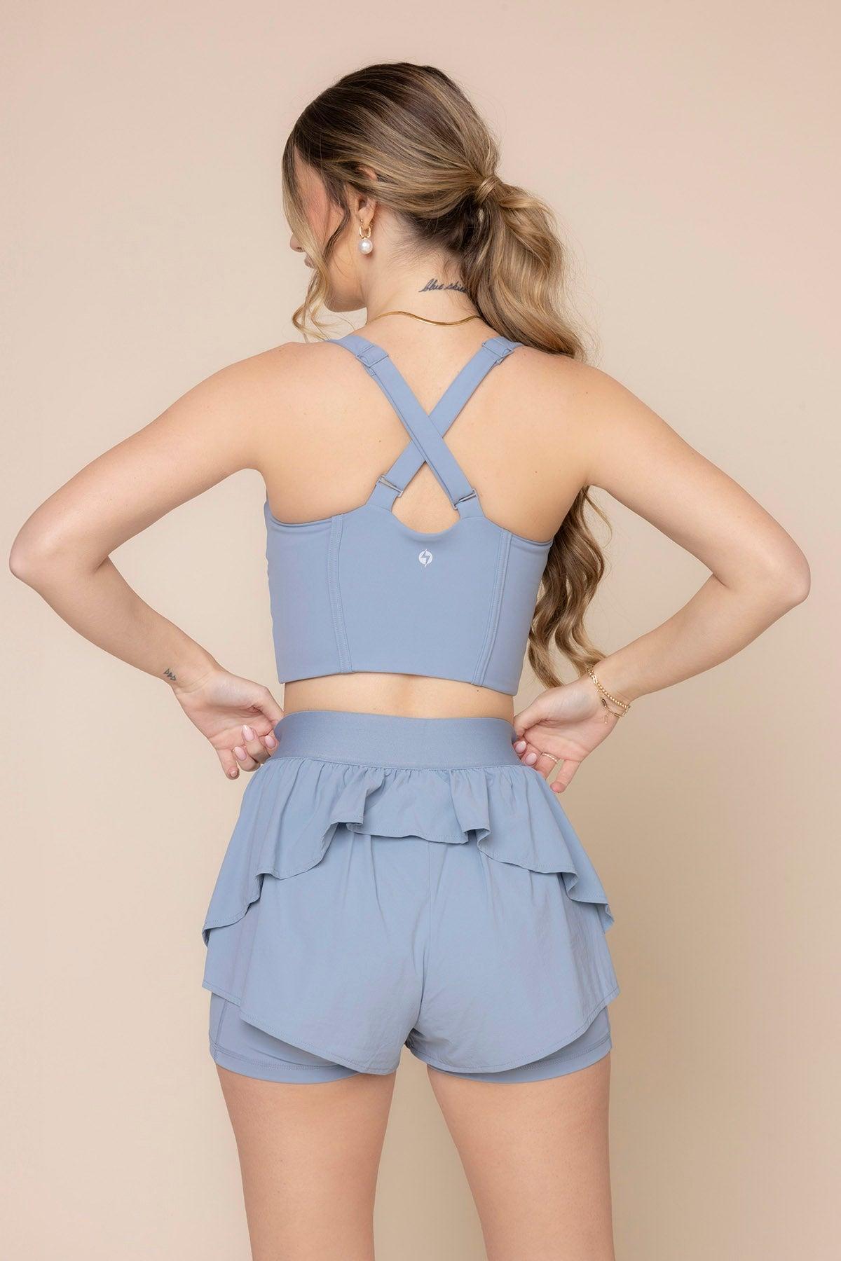 On The Run Ruffle Short - Blue Storm Product Image