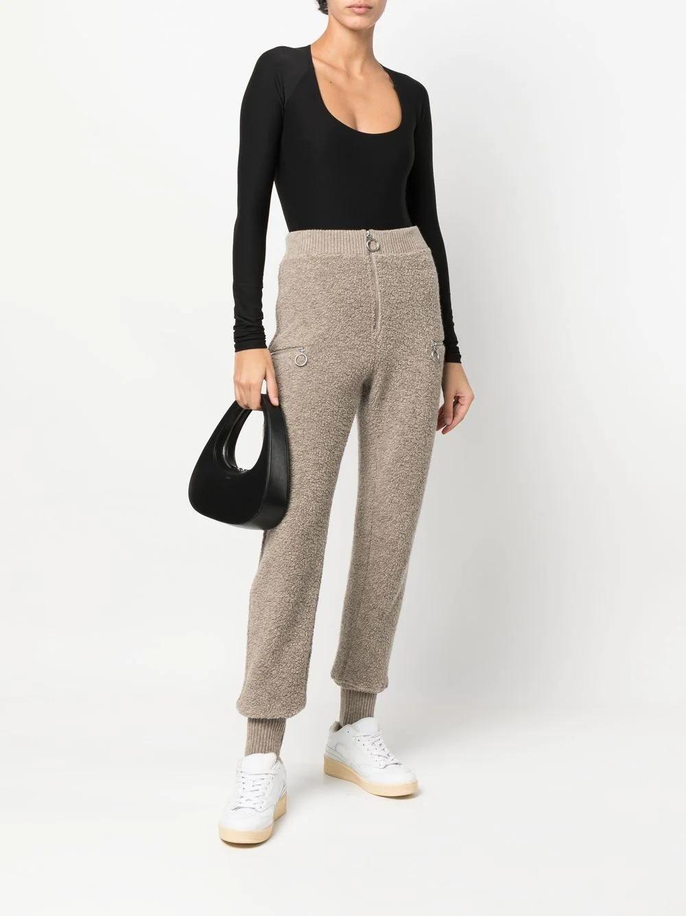 JIL SANDER Knitted Zip-front Track Pants In Nude Product Image