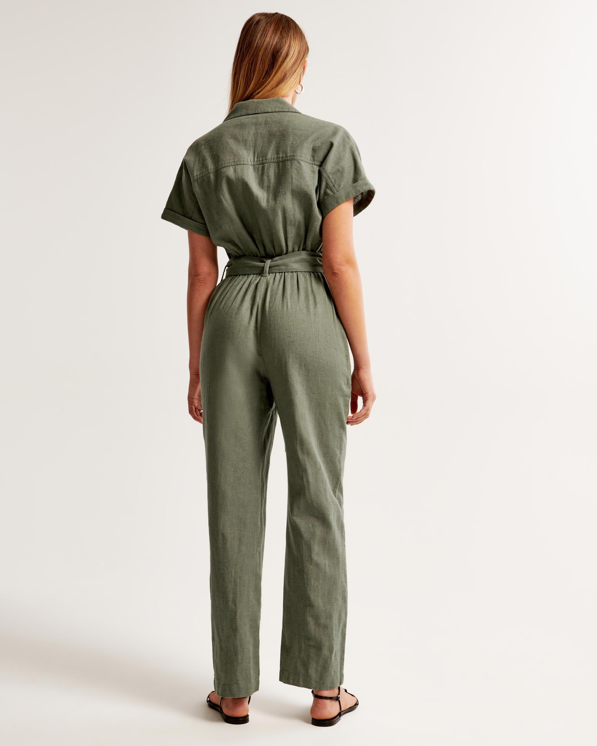 Linen-Blend Utility Jumpsuit Product Image