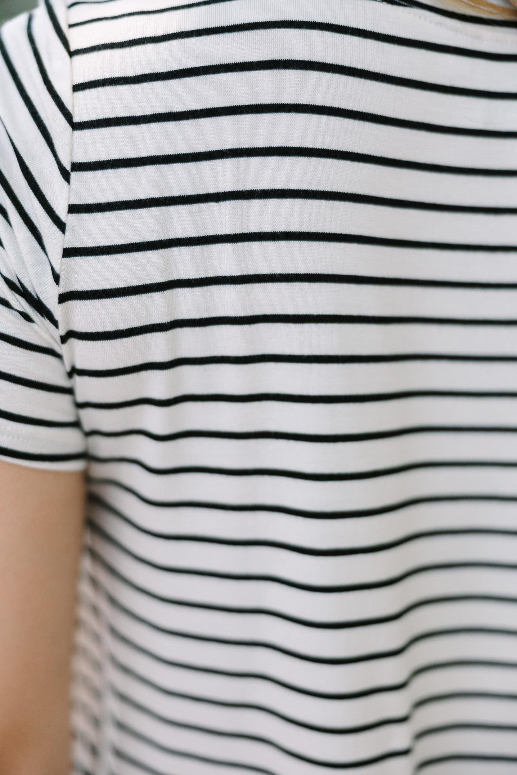 Let's Meet Later White Striped Top Female Product Image