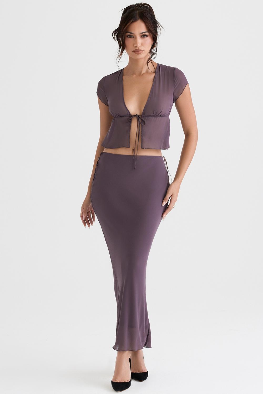 Dyana  dark mauve bias cut maxi skirt Product Image