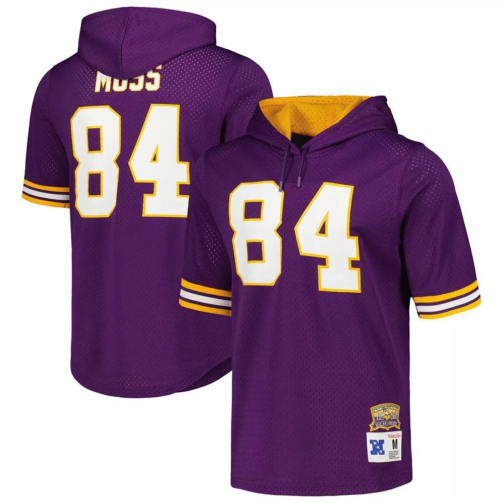 Men's Mitchell & Ness Randy Moss Purple Minnesota Vikings Retired Player Name & Number Mesh Hoodie T-Shirt, Size: XL Product Image