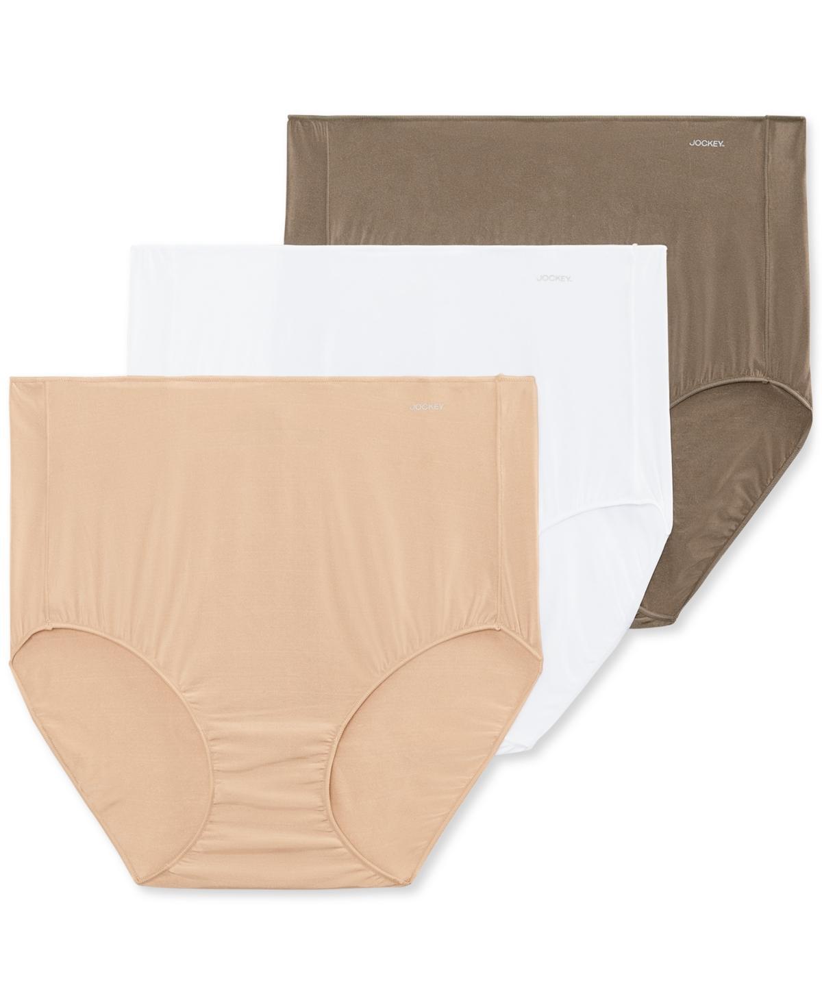 Women's Jockey® No Panty Line Promise 3-Pack Full Rise Brief Panty Set 1877, Size: 6, Deep Beige Asst Product Image