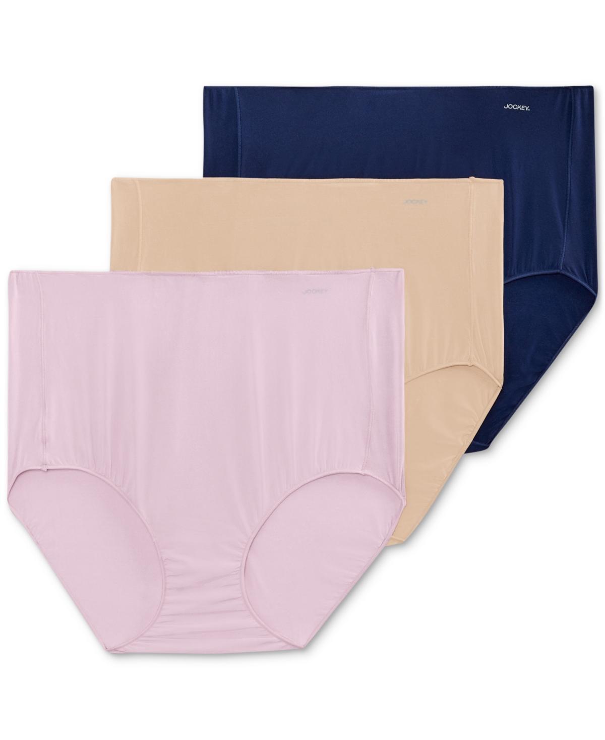 Women's Jockey® No Panty Line Promise 3-Pack Full Rise Brief Panty Set 1877, Size: 6, Deep Beige Asst Product Image