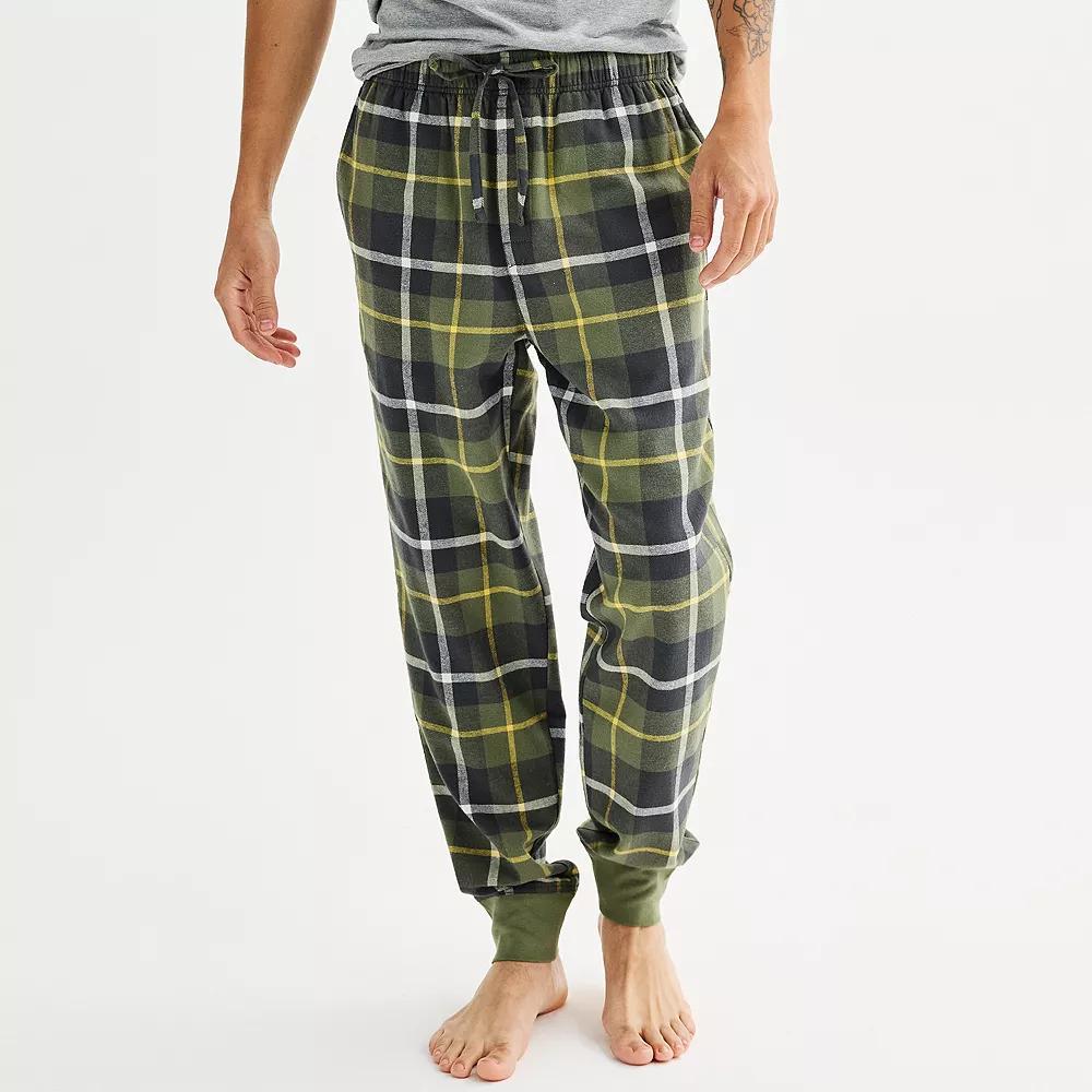 Men's Sonoma Goods For Life® Banded Bottom Flannel Pajama Pants, Size: Large, Black Biege Plaid Product Image