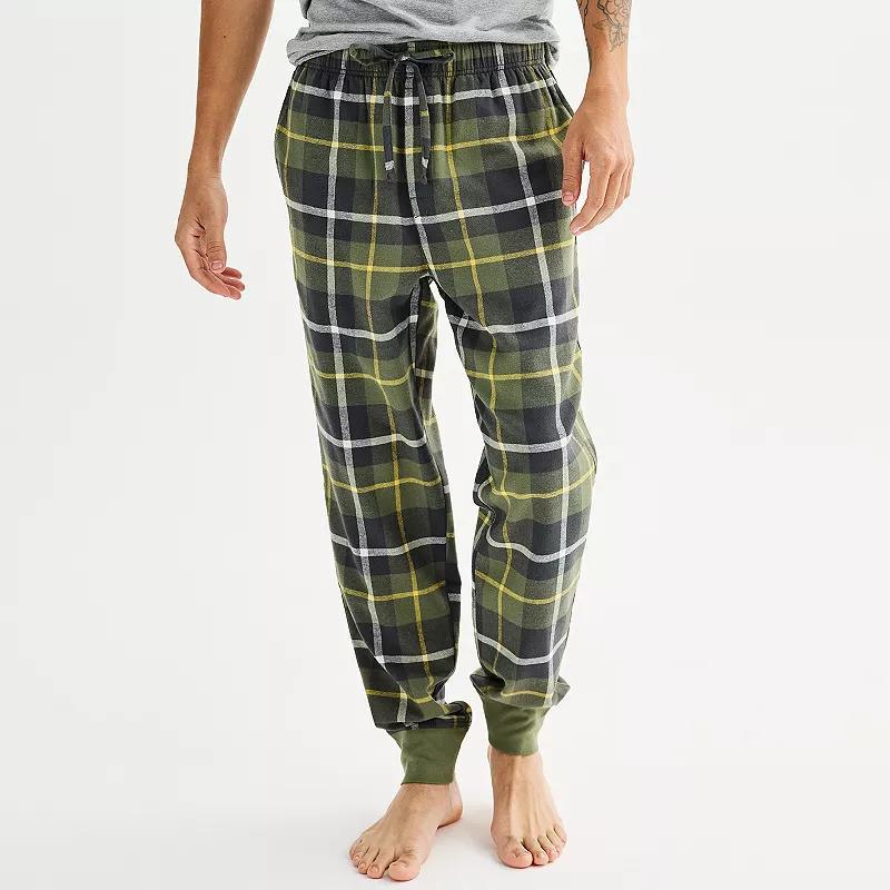 Men's Sonoma Goods For Life® Banded Bottom Flannel Pajama Pants, Size: Large, Black Biege Plaid Product Image