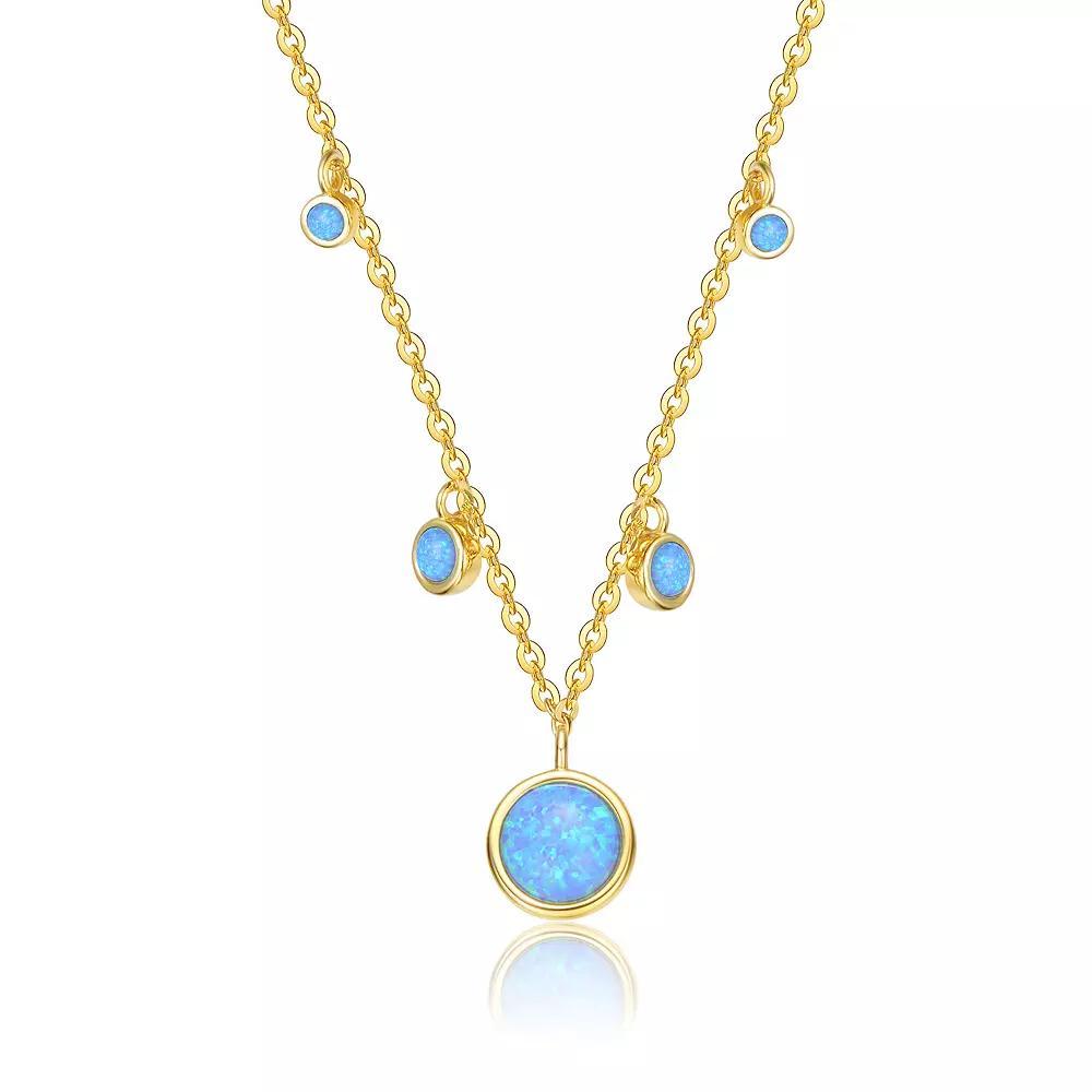 14k Gold over Sterling Silver Cubic Zirconia Round Spring Ring Pendant Necklace, Womens Gold Tone Product Image