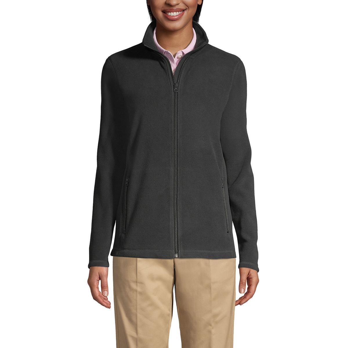 Women's Lands' End Full-Zip Long Sleeve Fleece Jacket, Size: Medium, Blue Product Image