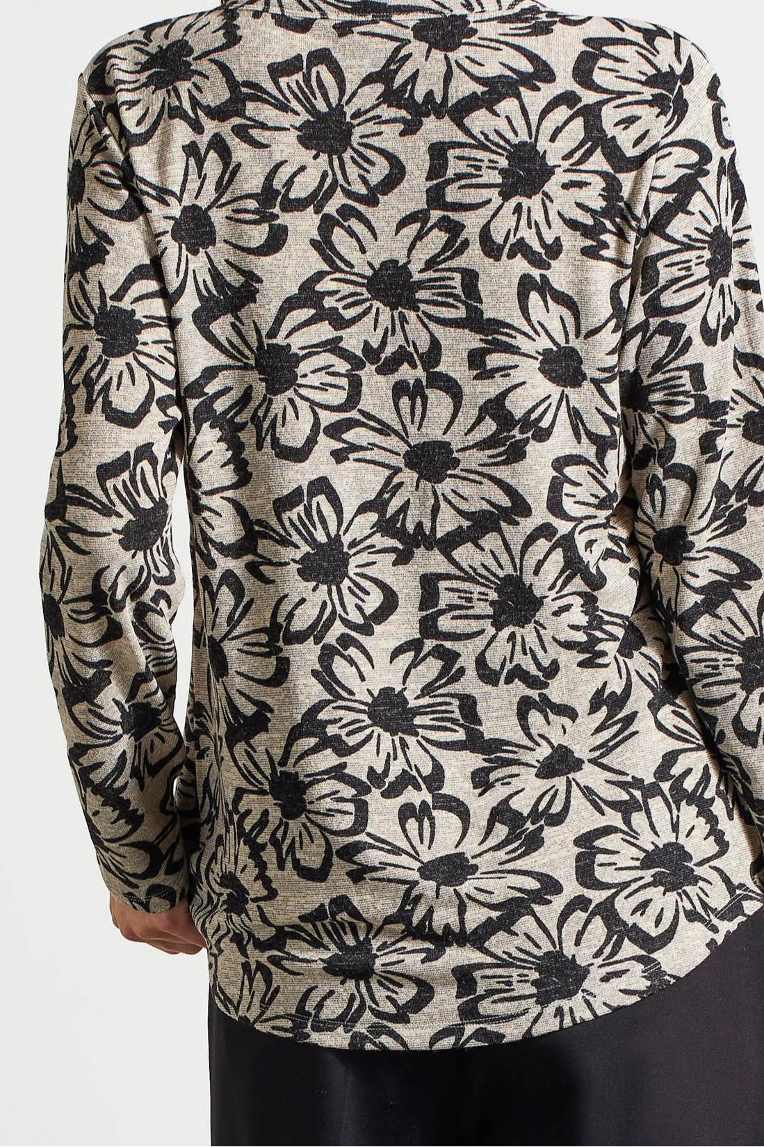 MELANGE KNIT TOP WITH SHIRRING DETAILS Product Image