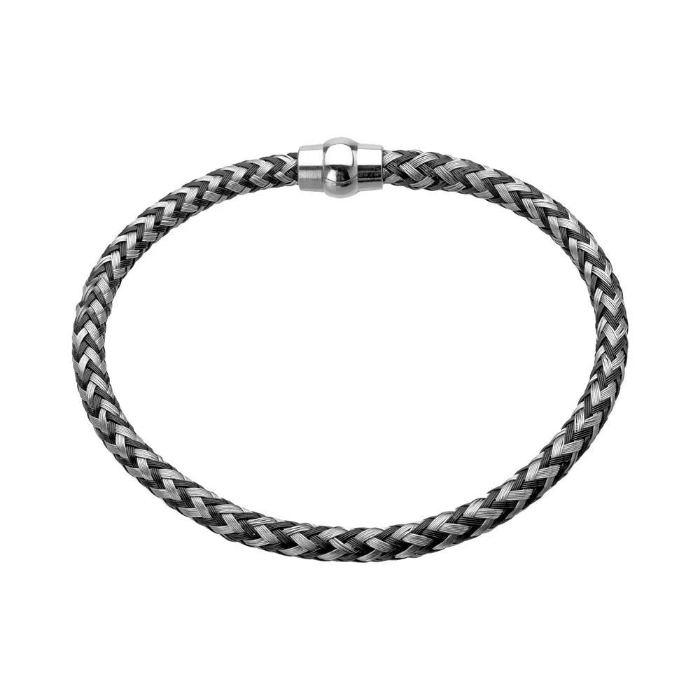 LYNX Stainless Steel Black Ion-Plated Braided Cable Bracelet - Men, Men's, Size: 8.5" Product Image