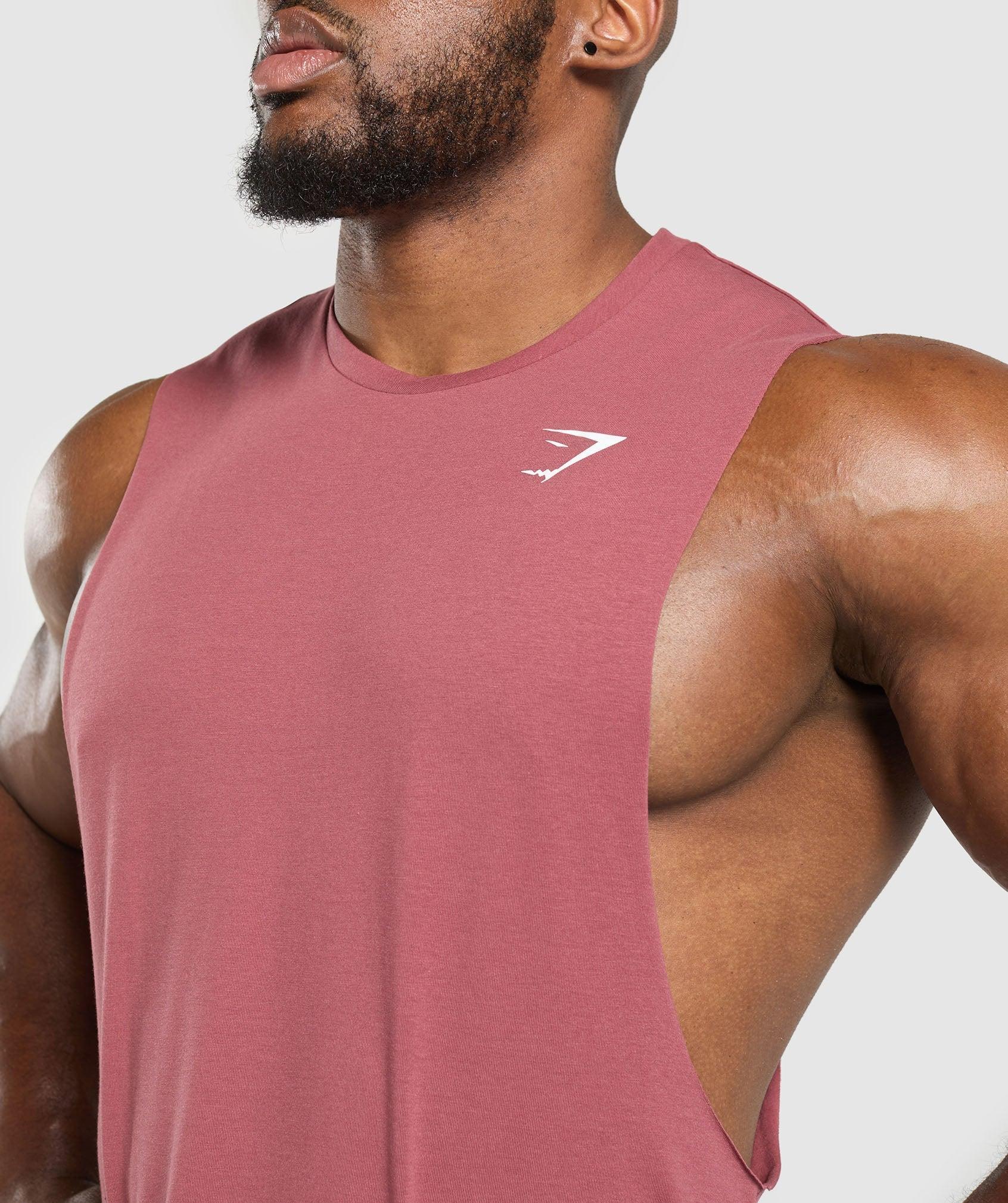 Gymshark Critical Drop Arm Tank - Washed Berry Pink Male Product Image