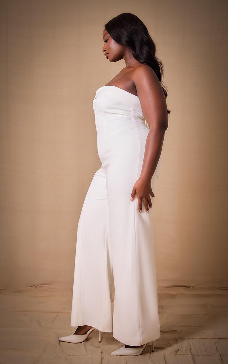 Premium Plus White Woven Bandeau Wide Leg Jumpsuit Product Image