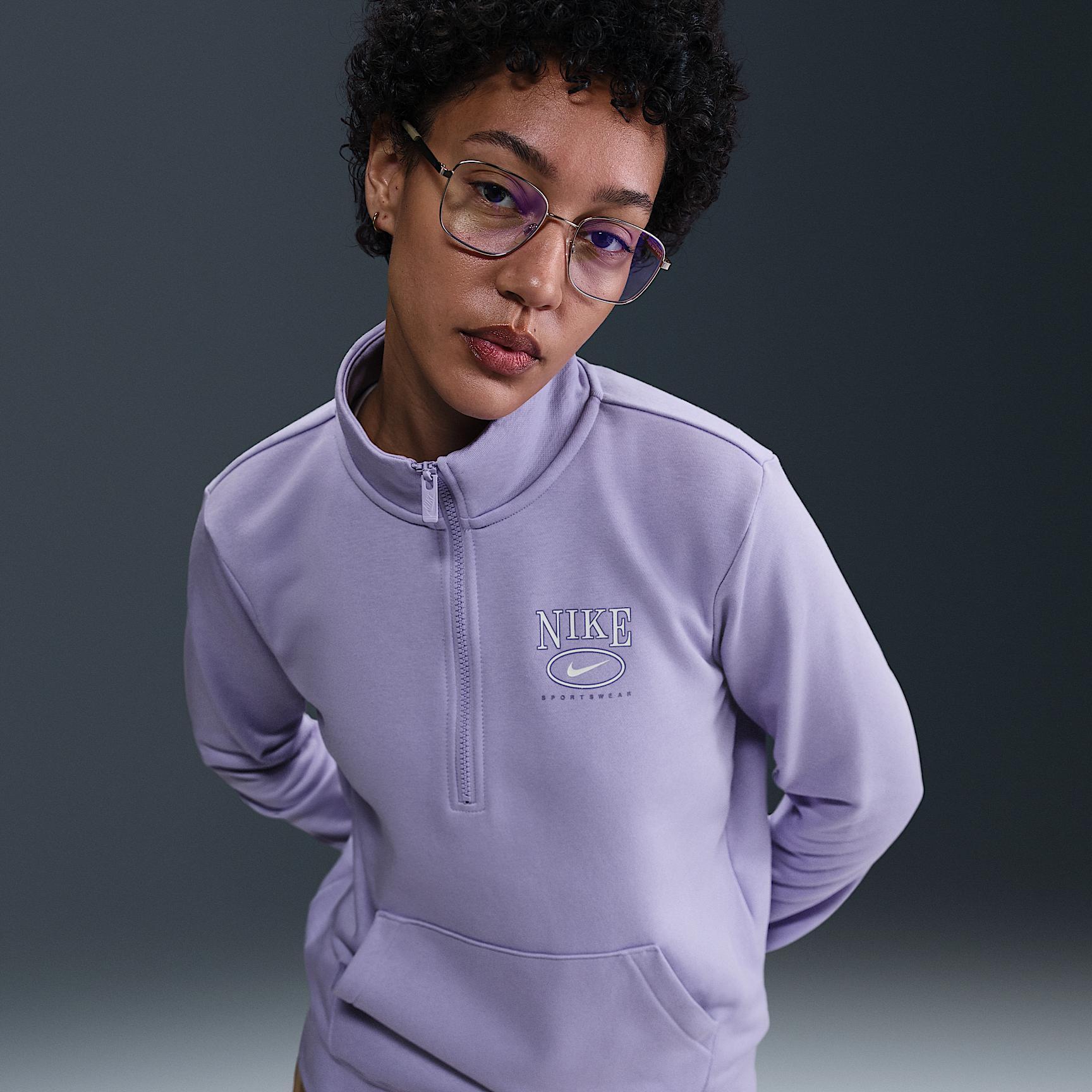 Nike Sportswear Club Fleece Women's Mock-Neck 1/2-Zip Graphic Top Product Image
