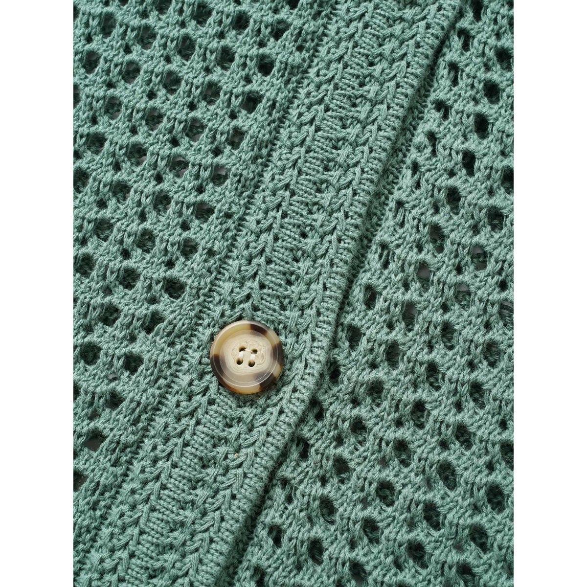 Plus Size Cotton Texture Cut Out Bell Sleeve Cardigan Greenbean Women Casual Loose Long Sleeve Everyday Cardigans BloomChic 30/6X Product Image
