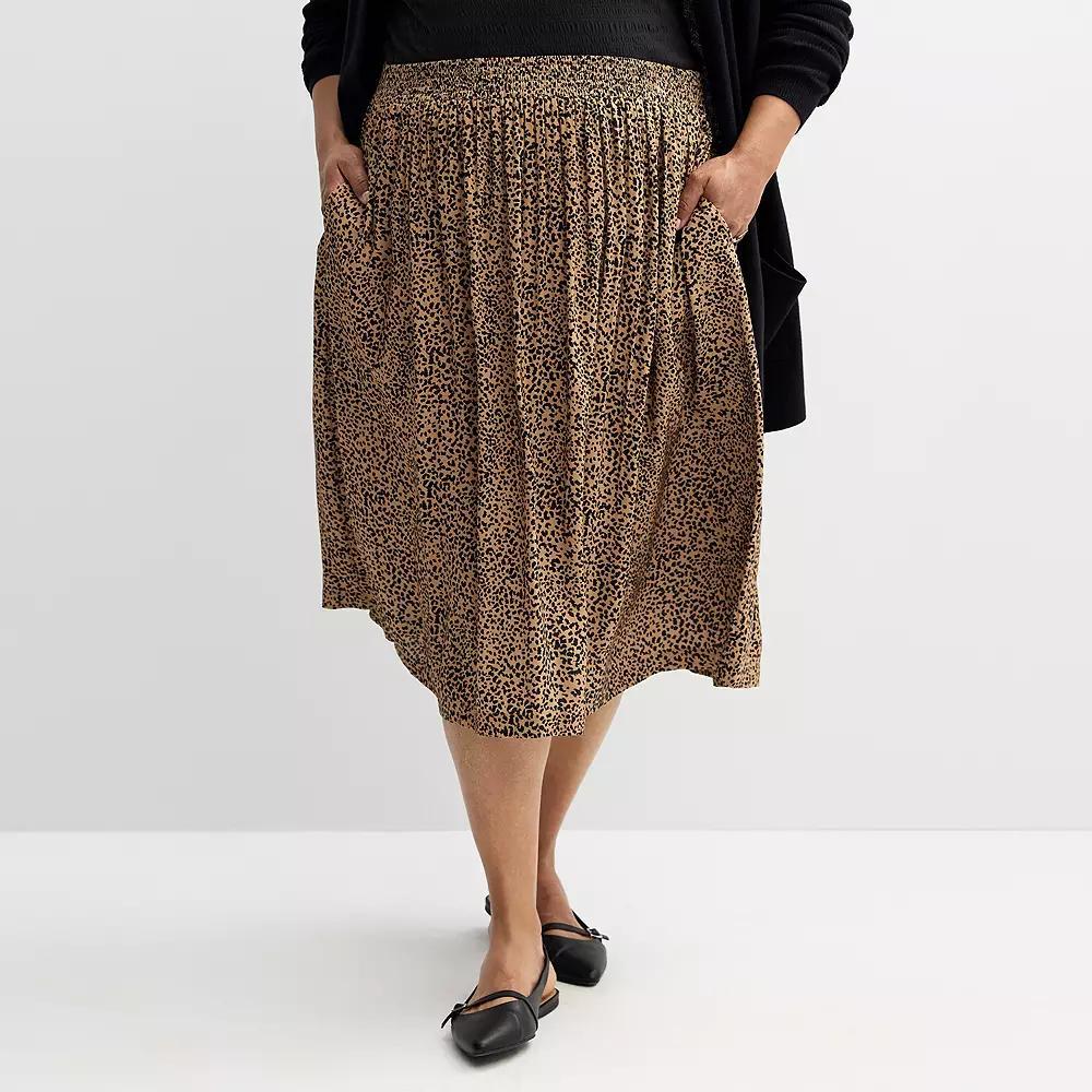 Plus Size Croft & Barrow® Polished Front Pull-On Skirt, Women's, Size: 2XL, Blue Blooms Product Image