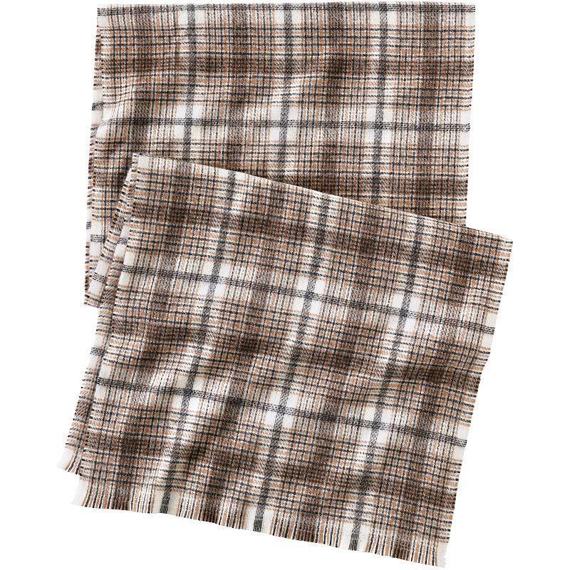 Women's Lands' End CashTouch Pattern Scarf, Ivory Plum Plaid Product Image