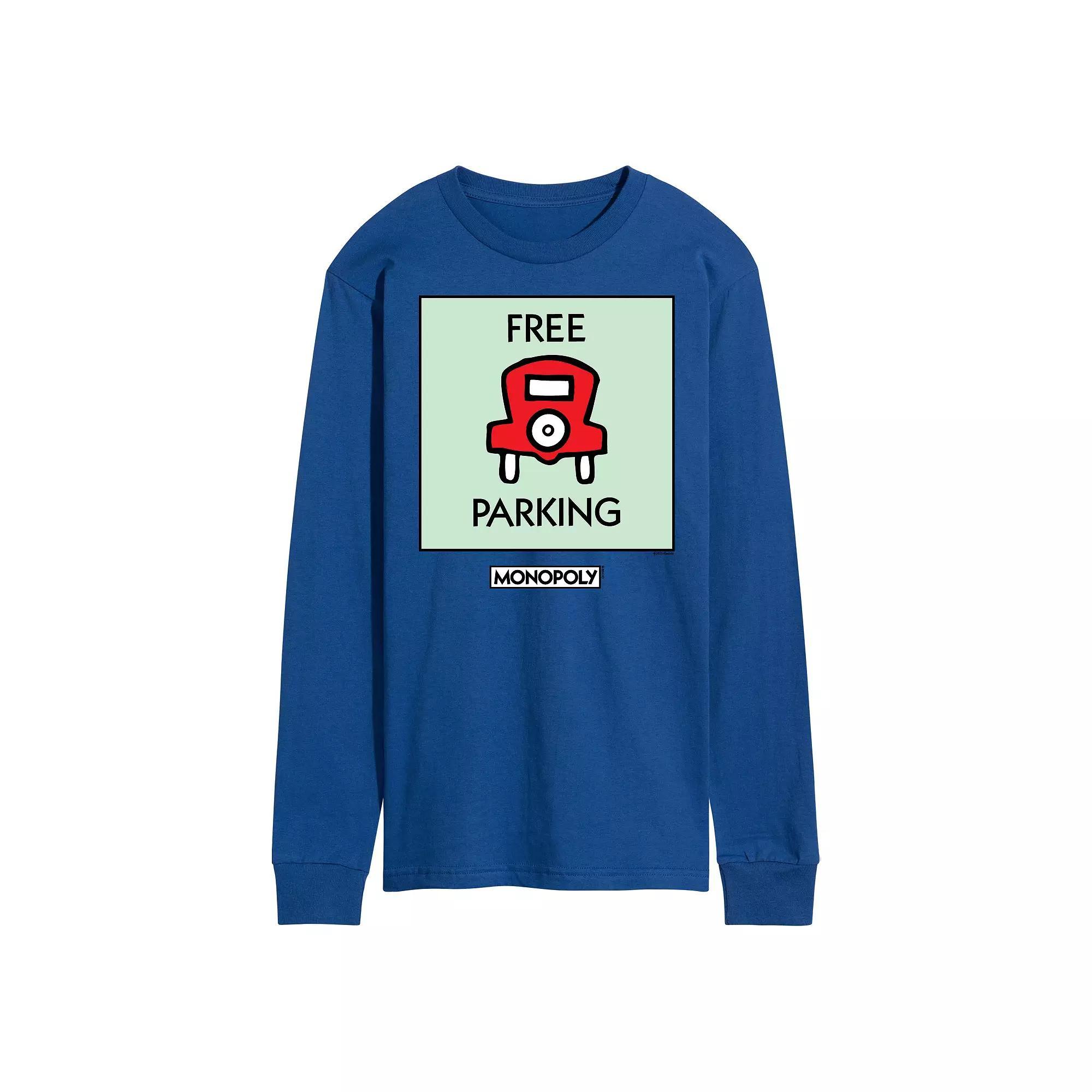 Mens Monopoly Free Parking Long Sleeve Graphic Tee Product Image