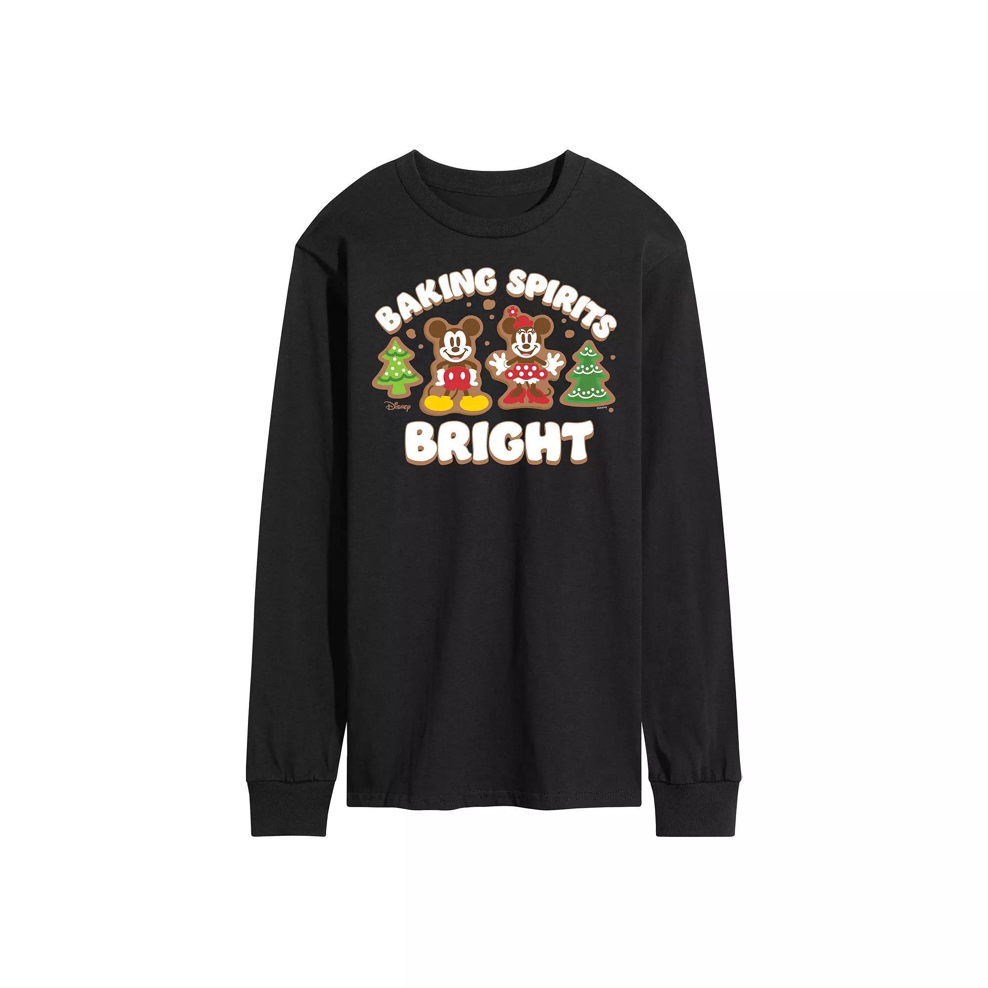 Disneys Mickey & Minnie Mouse Mens Baking Spirits Bright Long Sleeve Graphic Tee Product Image