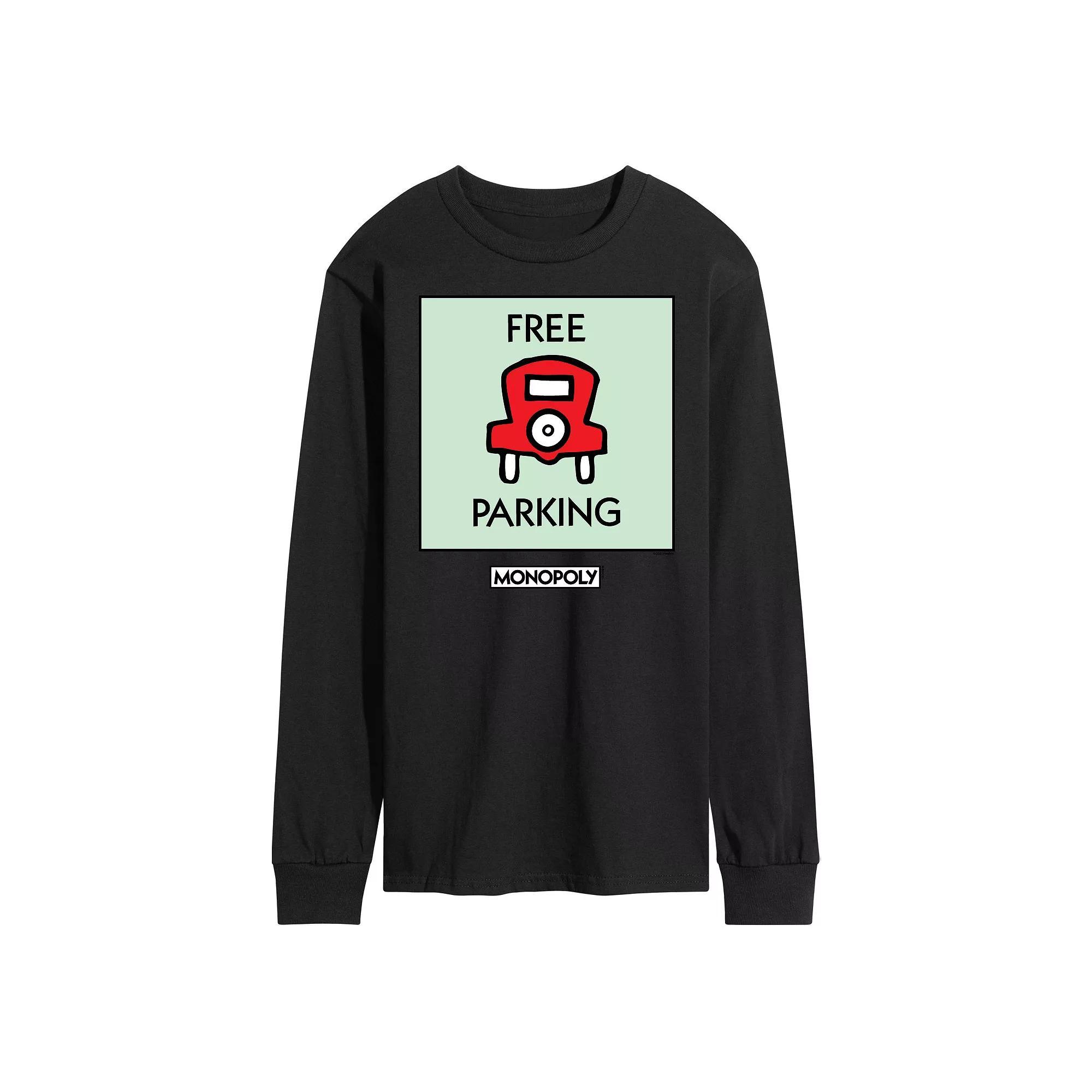Mens Monopoly Free Parking Long Sleeve Graphic Tee Product Image