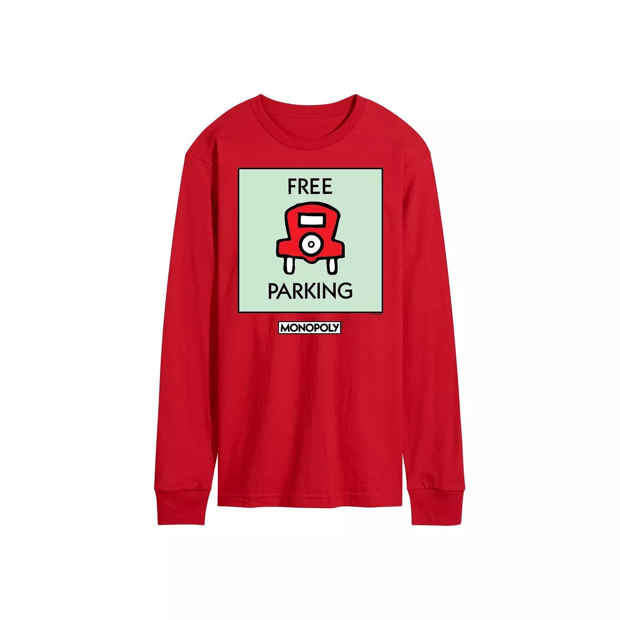 Mens Monopoly Free Parking Long Sleeve Graphic Tee Product Image