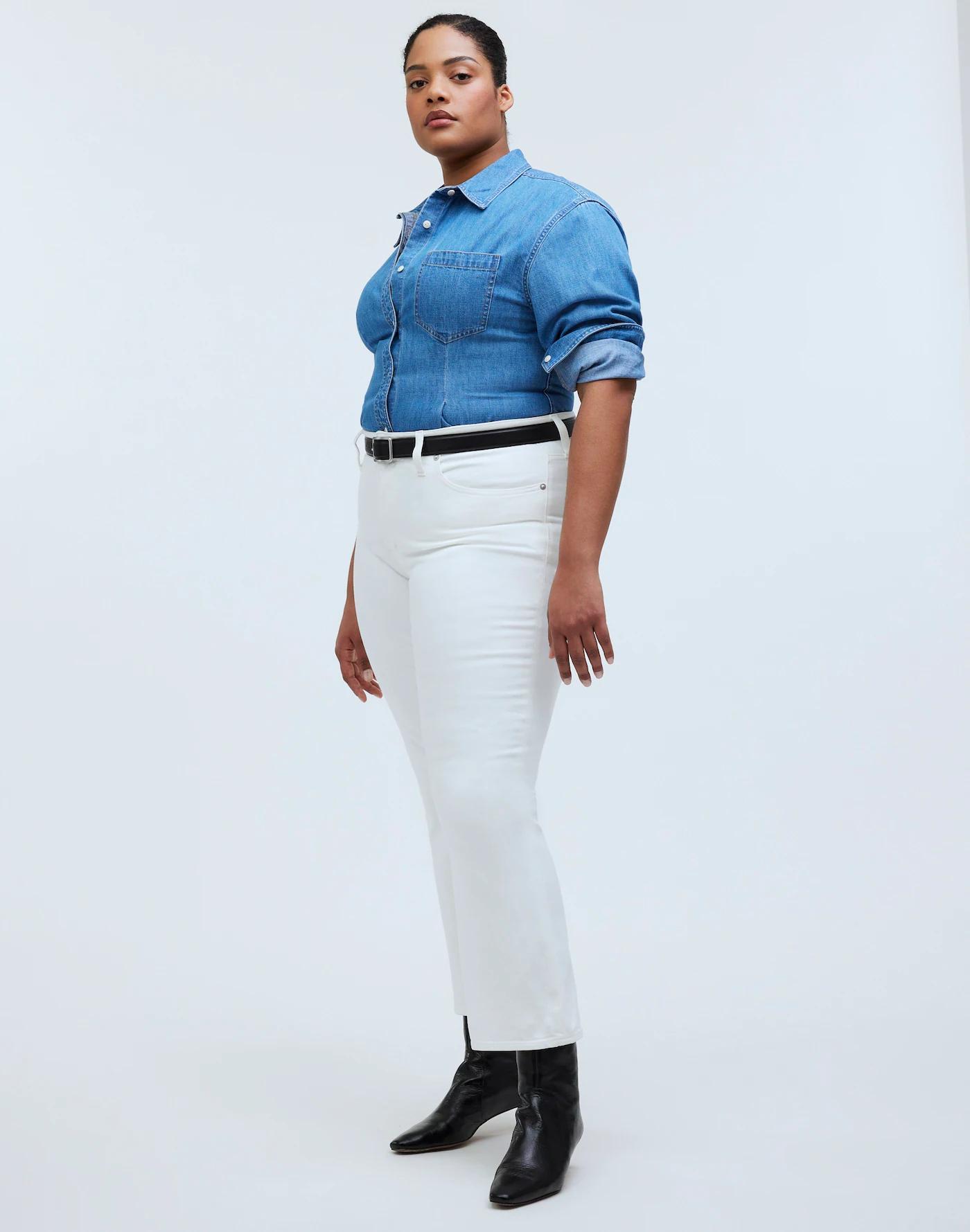 Plus Curvy Kick Out Crop Jeans in Pure White Product Image