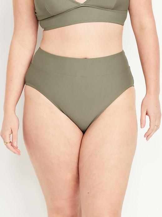 Banded High-Waist Bikini Swim Bottoms Product Image