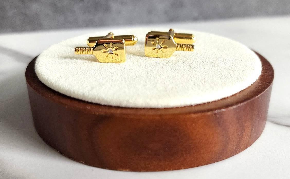 Pickleball Cuff Links Gold Paddle Male Product Image
