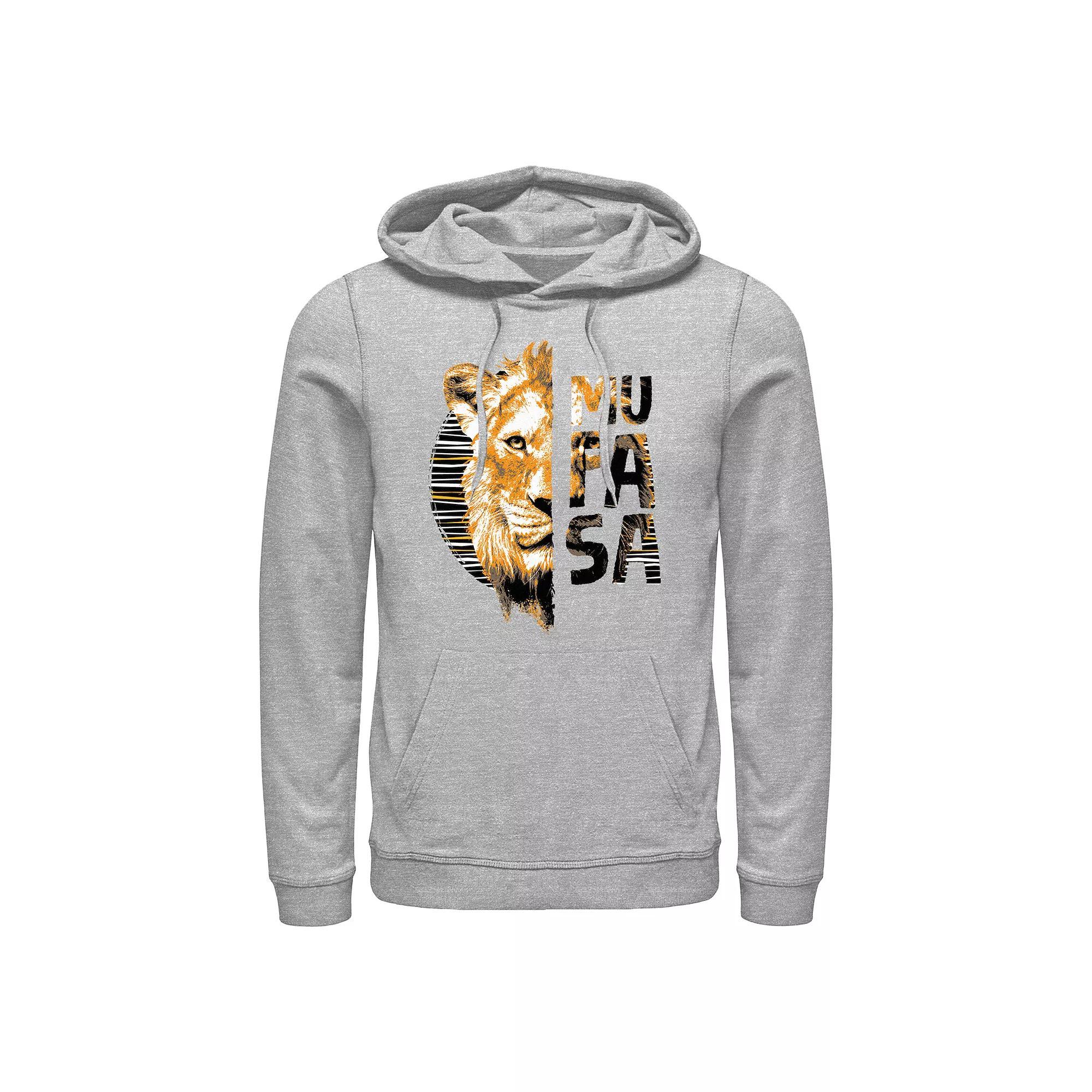 Disneys Mufasa The Lion King Head Portrait Mens Graphic Hoodie Athletic Grey Product Image