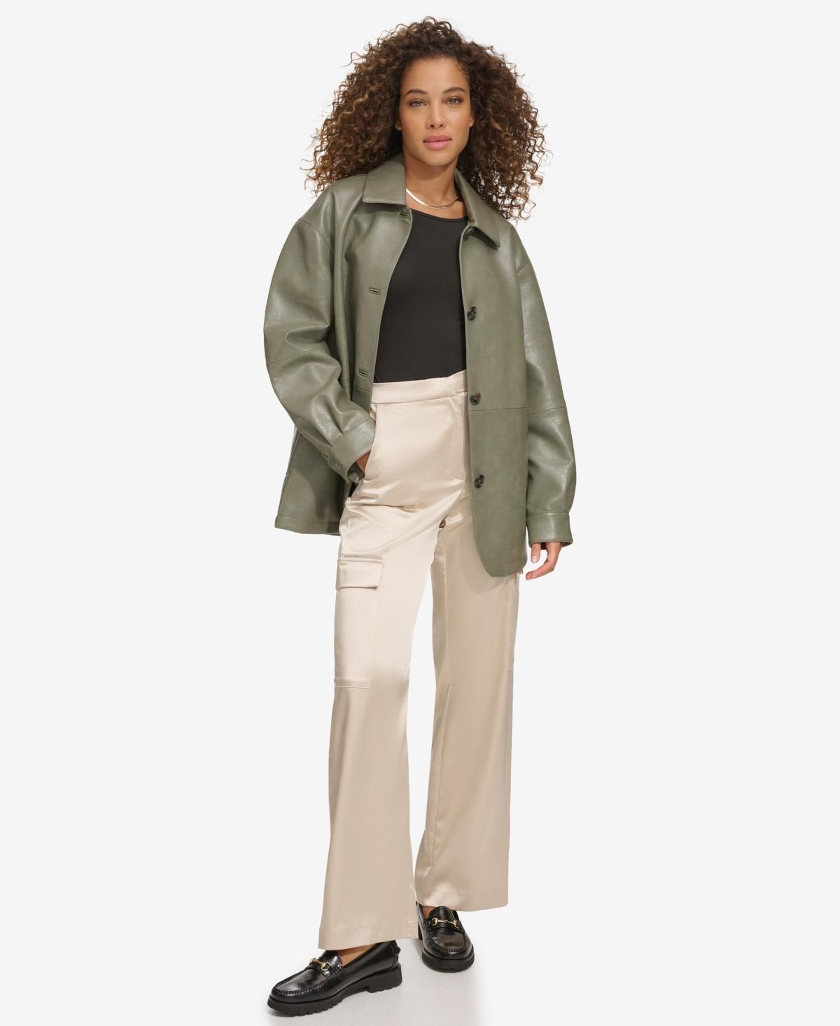 Women's Levi's® Faux Leather Vintage Collared Shirt Jacket, Size: Large, Grey Product Image