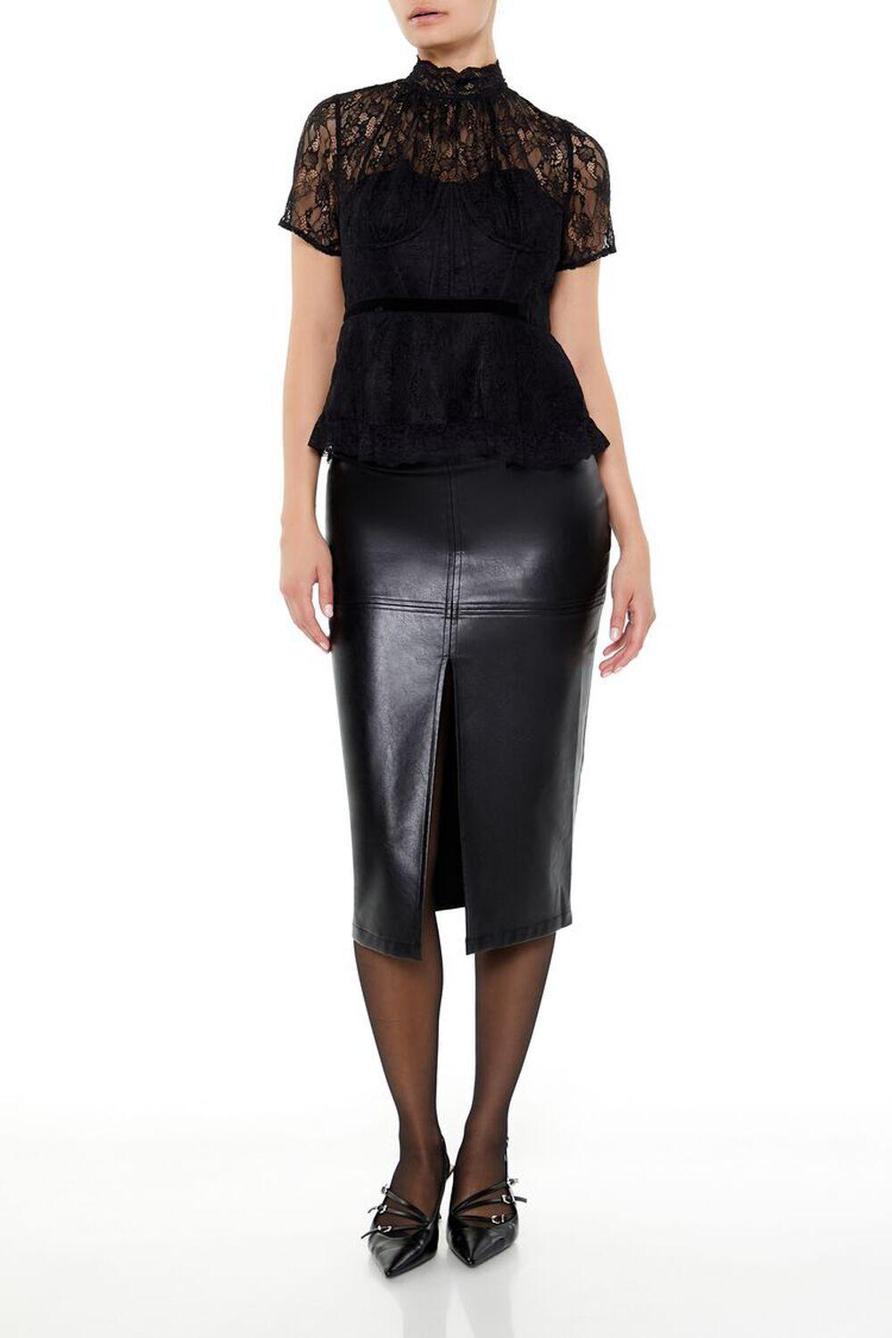 Lace Illusion Peplum Top | Forever 21 Product Image