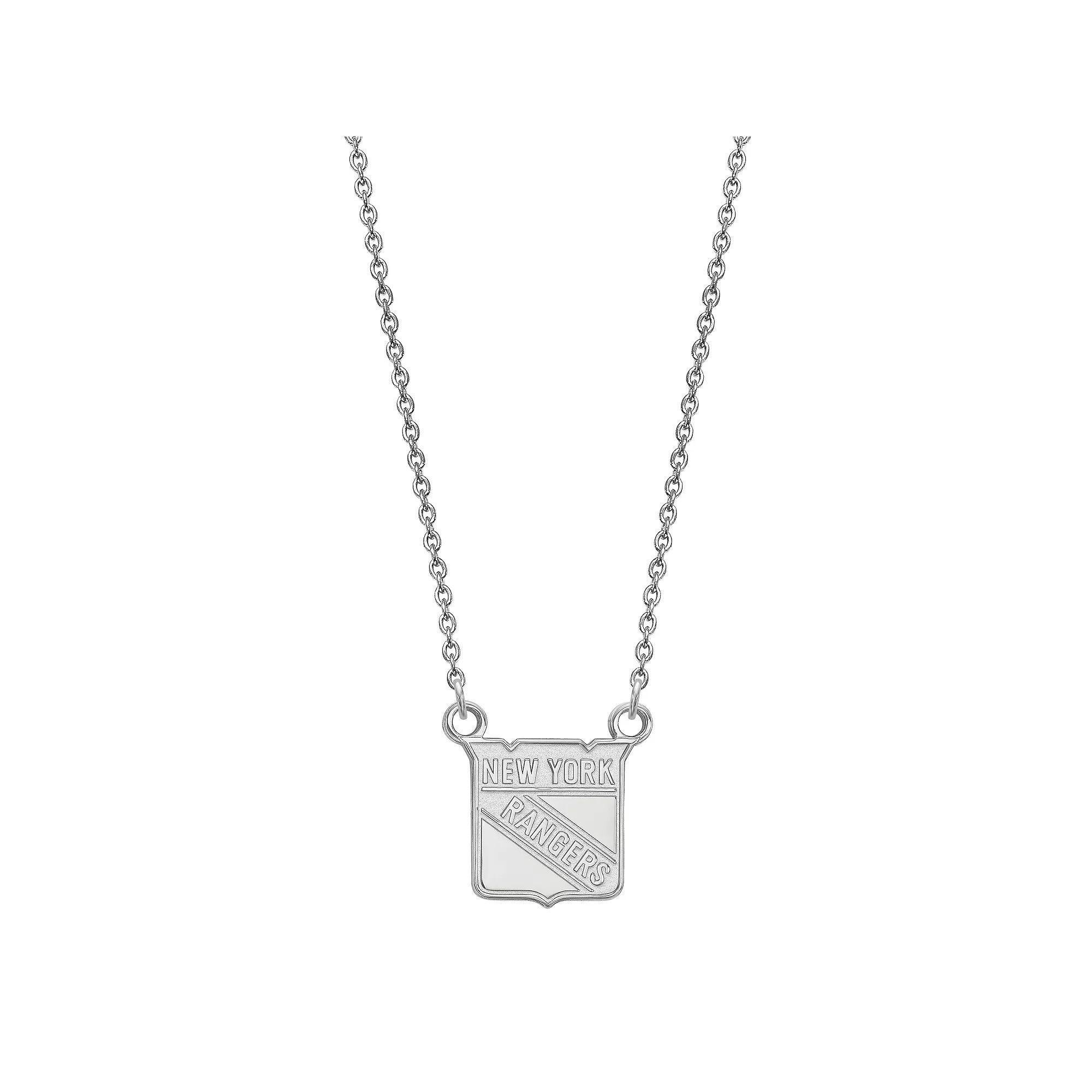 LogoArt New York Rangers Sterling Silver Small Logo Pendant Necklace, Women's, Size: 18" Product Image
