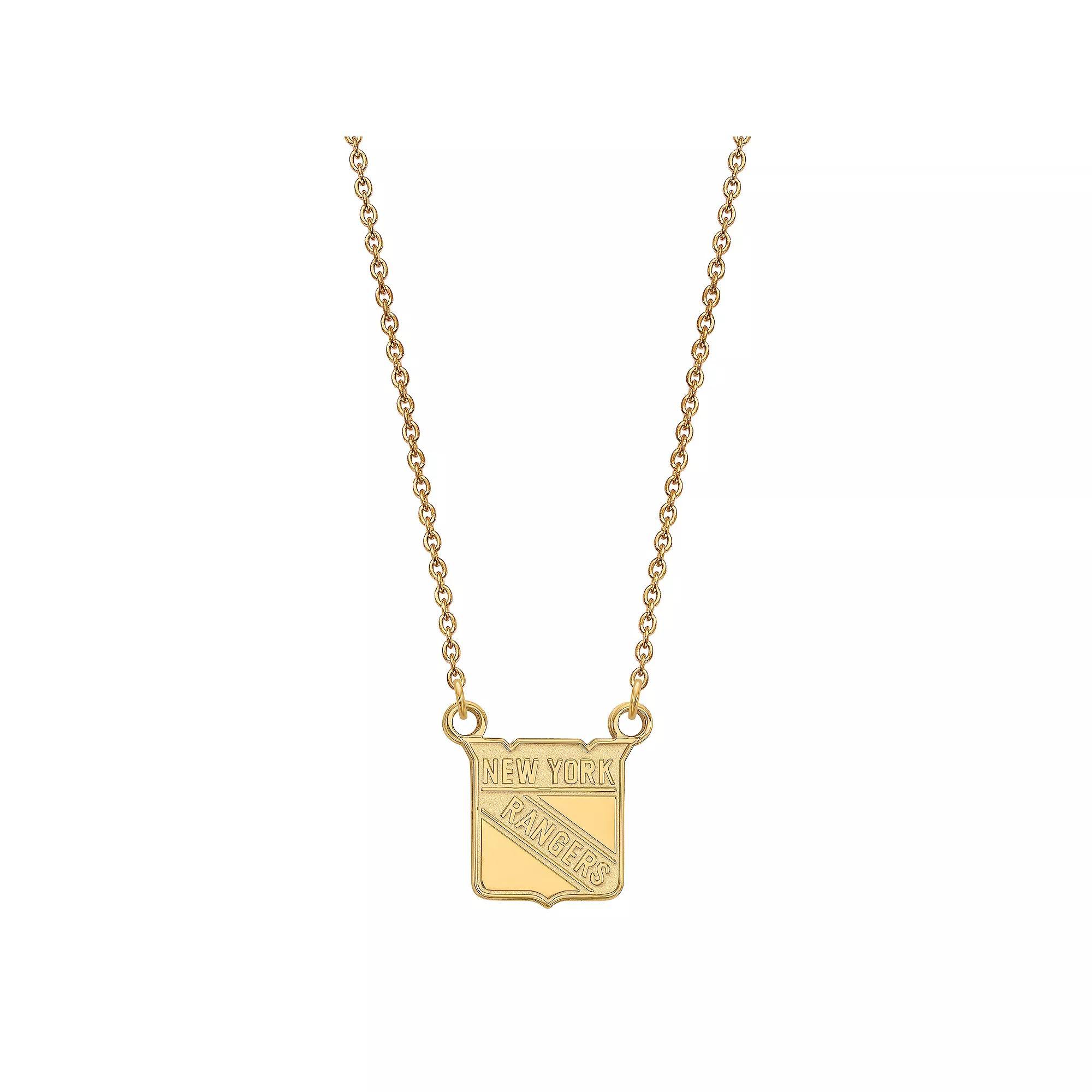LogoArt New York Rangers Sterling Silver Small Logo Pendant Necklace, Women's, Size: 18", Gold Tone Product Image