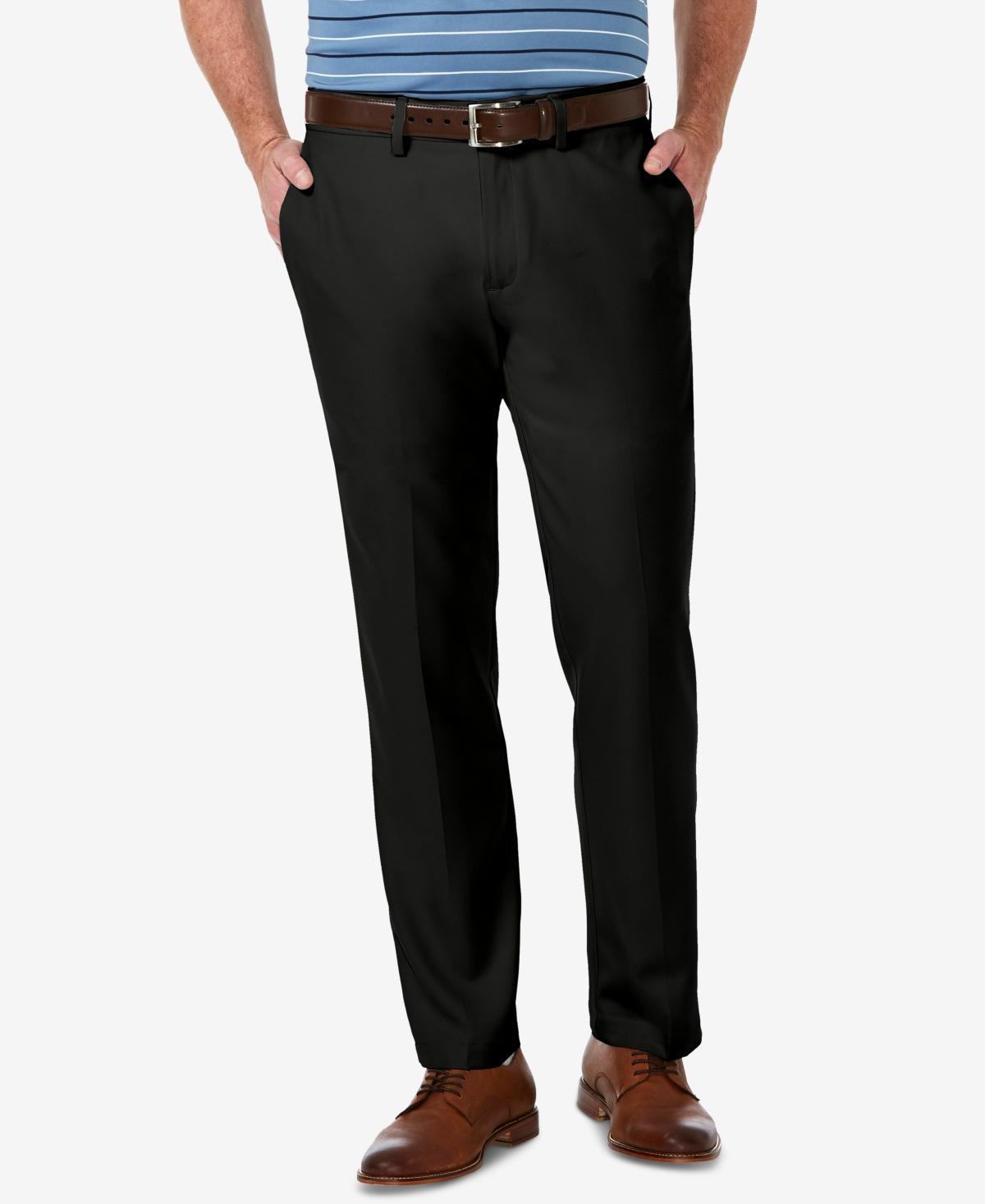 Mens Haggar Cool 18 PRO Straight-Fit Wrinkle-Free Flat-Front Super Flex Waist Pants Green Product Image