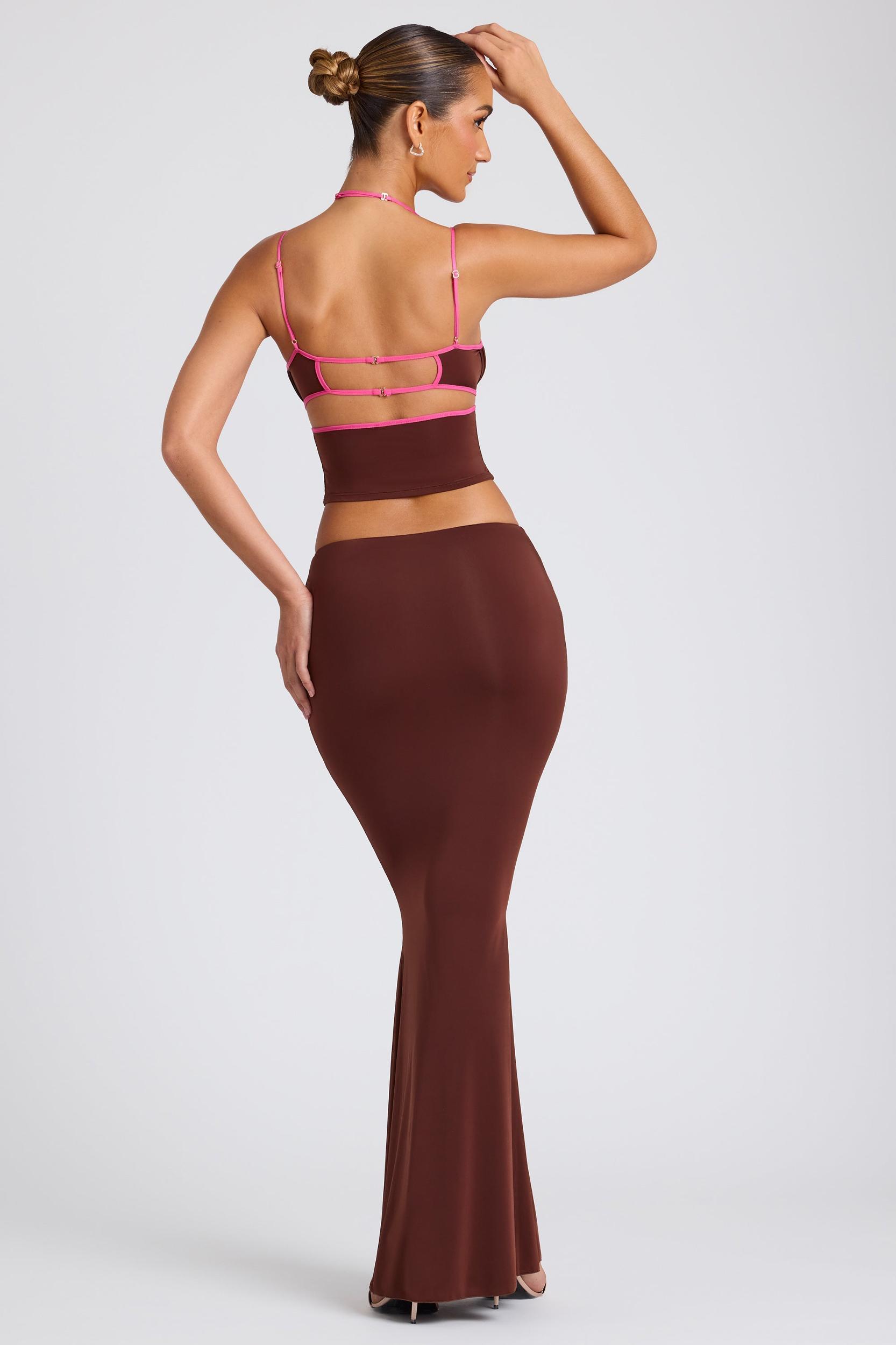 Mid Rise Maxi Skirt in Chocolate Brown Product Image