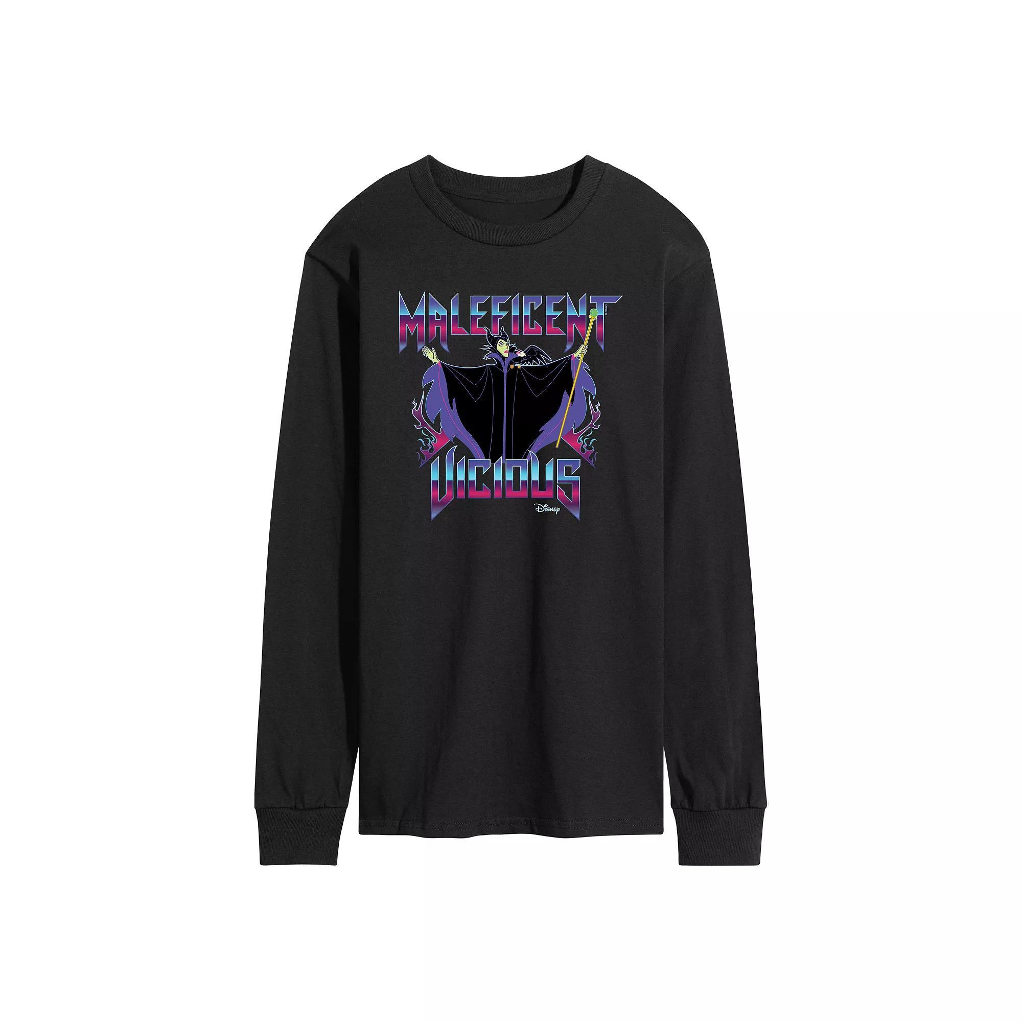 Disney Villains Maleficent Mens Vicious Long Sleeve Graphic Tee Grey Gray Product Image